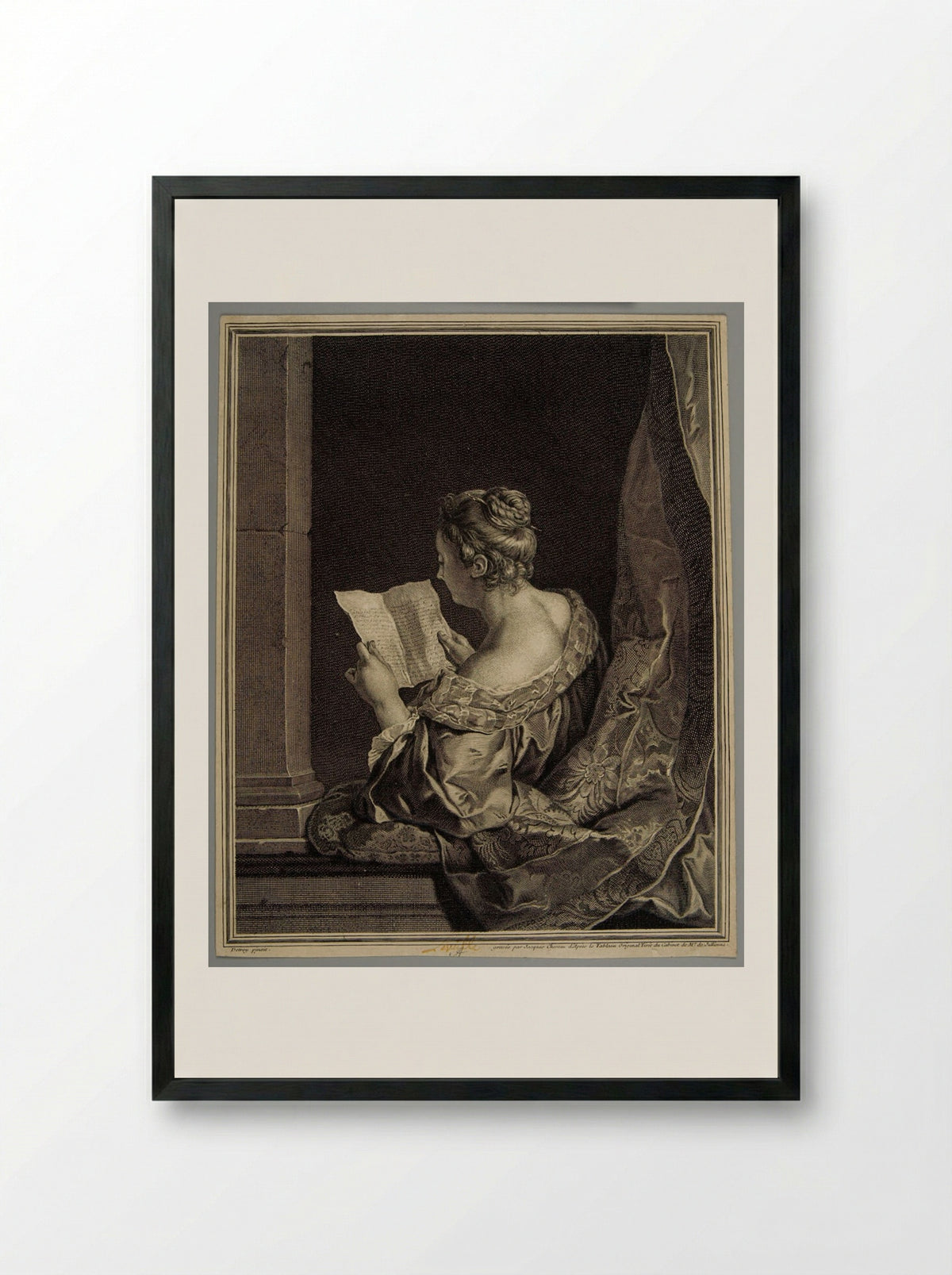 Girl Reading - Jacques Chereau - Framed Print Black