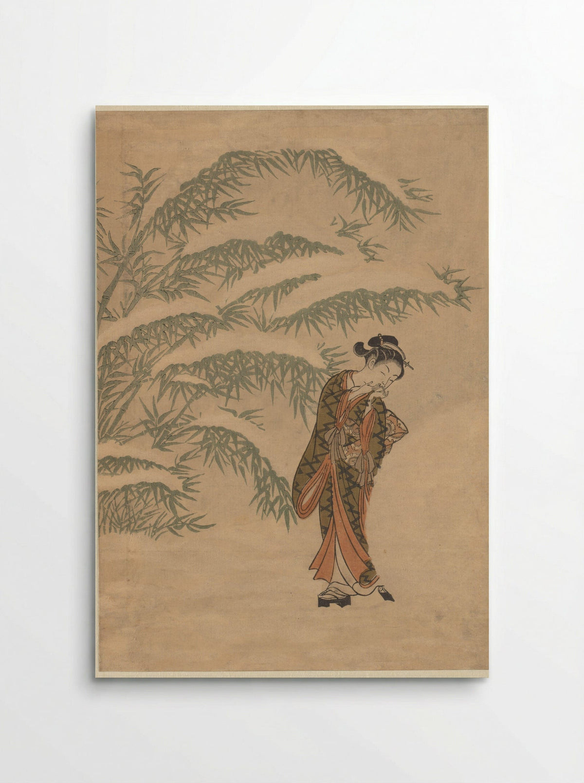 Girl Warming Her Hands with a Snowball - Suzuki Harunobu - Poster