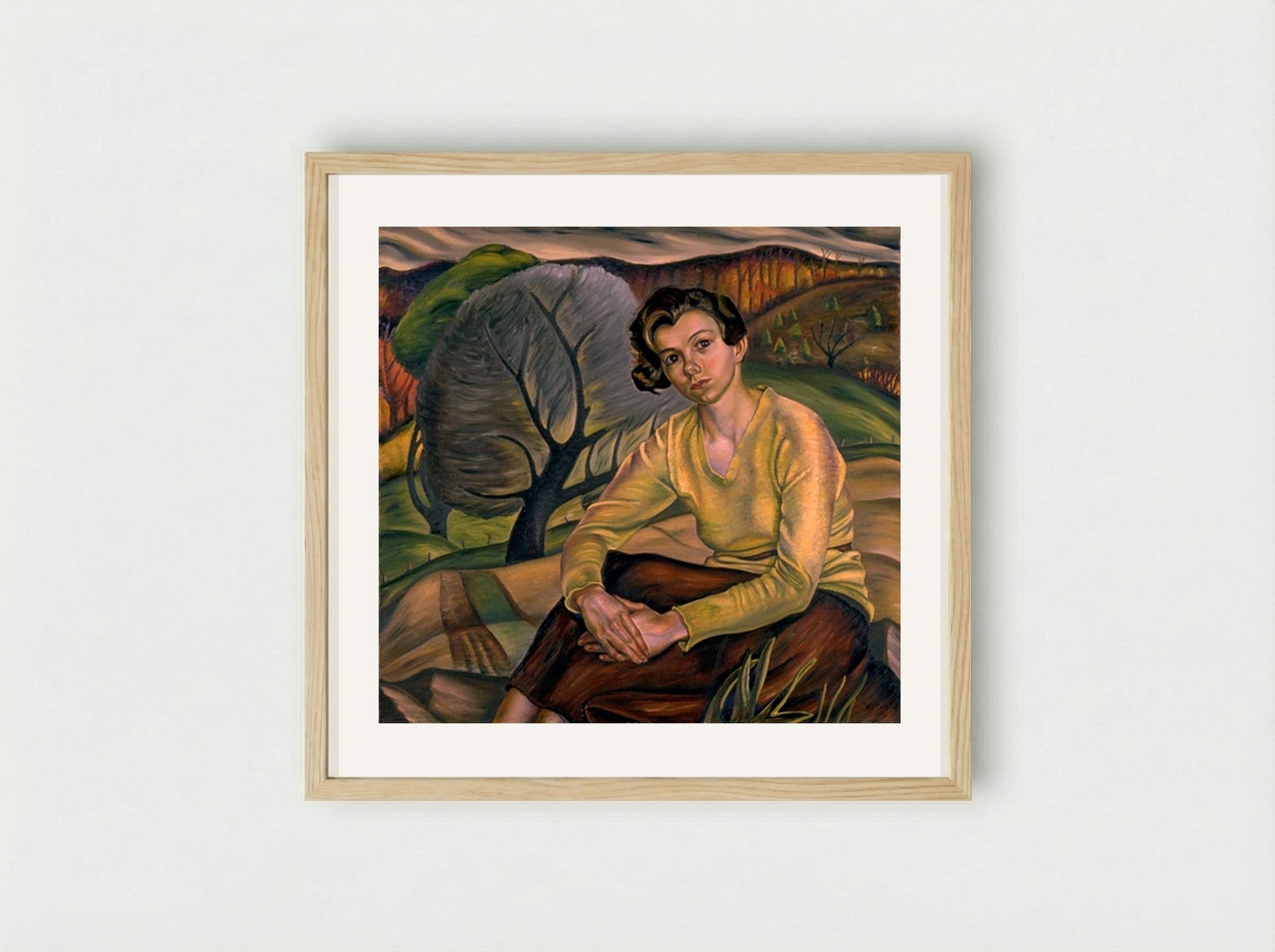 Girl in Yellow Sweater - Prudence Heward - Framed Print Wood