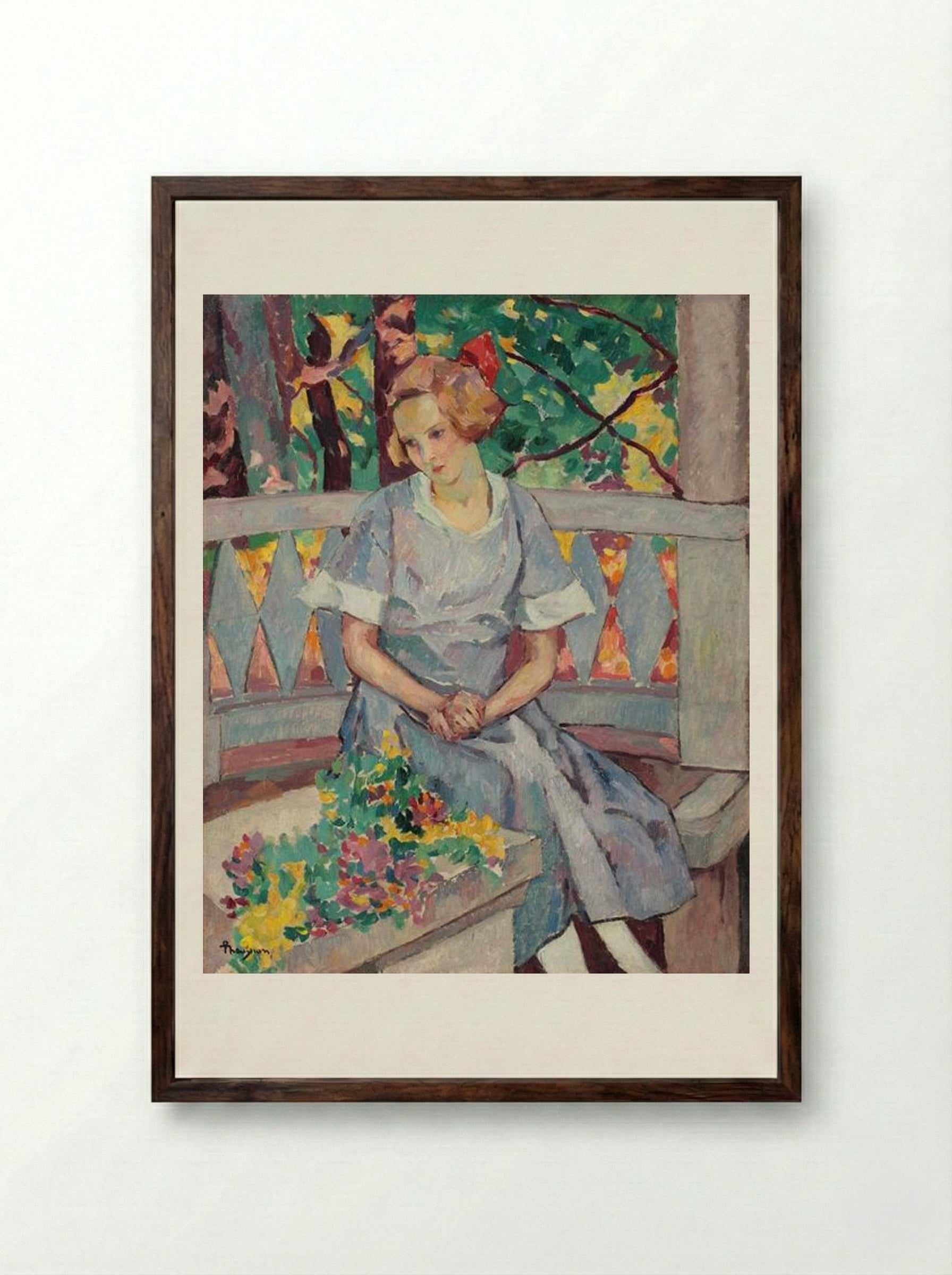 Girl in the Gazebo - Ion Theodorescu-Sion - Framed Print Dark Wood