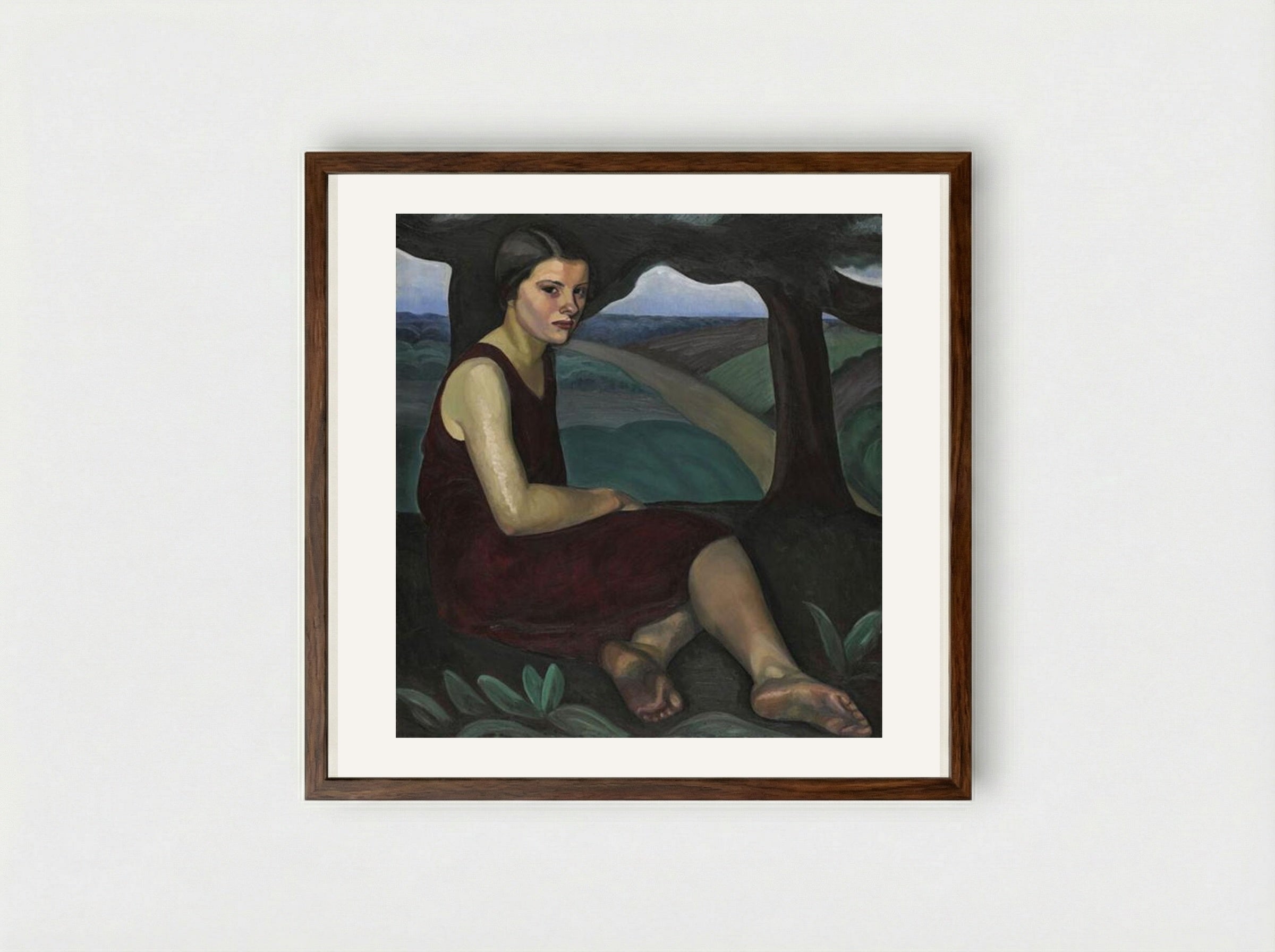 Girl on a Hill - Prudence Heward - Framed Print Dark Wood