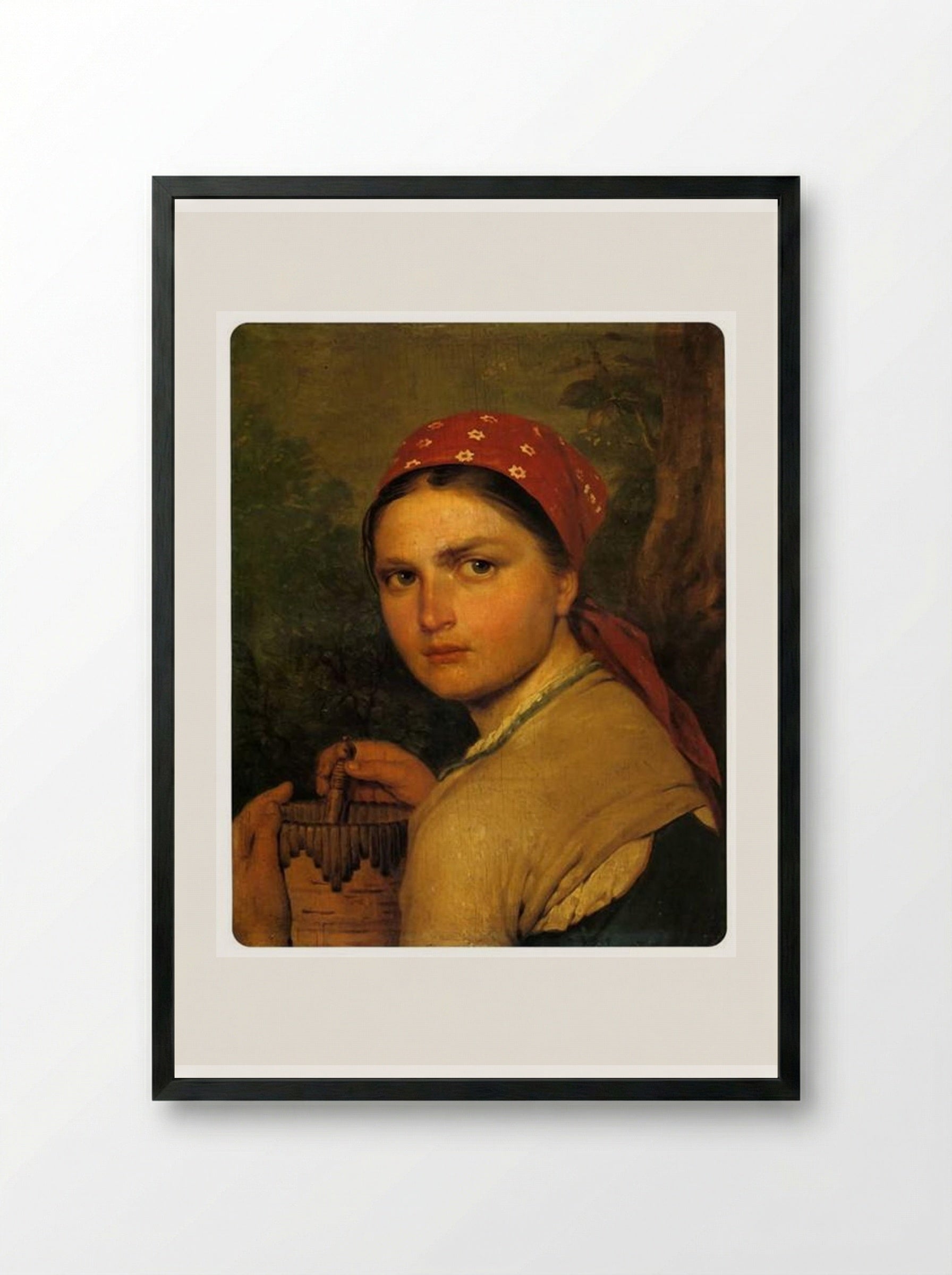 Girl with Burak - Alexey Venetsianov - Framed Print Black