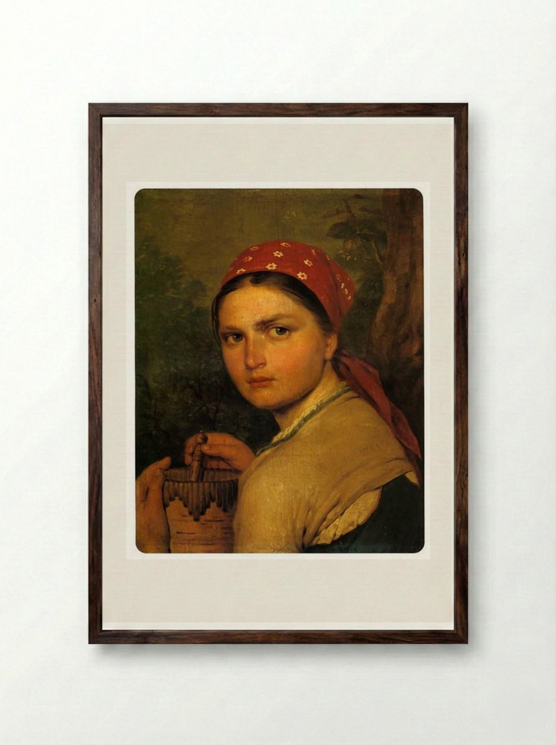 Girl with Burak - Alexey Venetsianov - Framed Print Dark Wood
