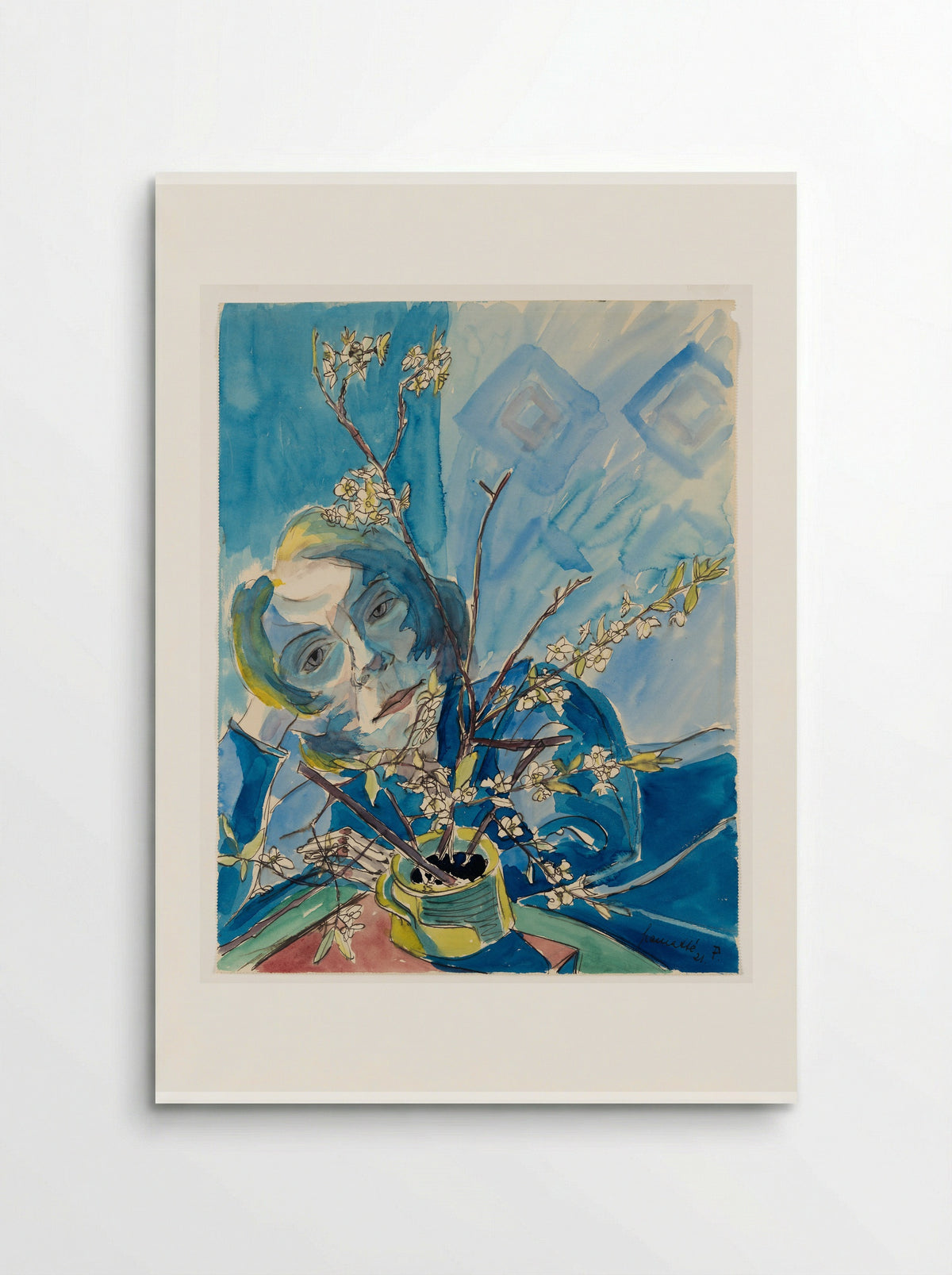 Girl with Cherry Blossoms (Sonia Gramatté) - Walter Gramatté - Poster