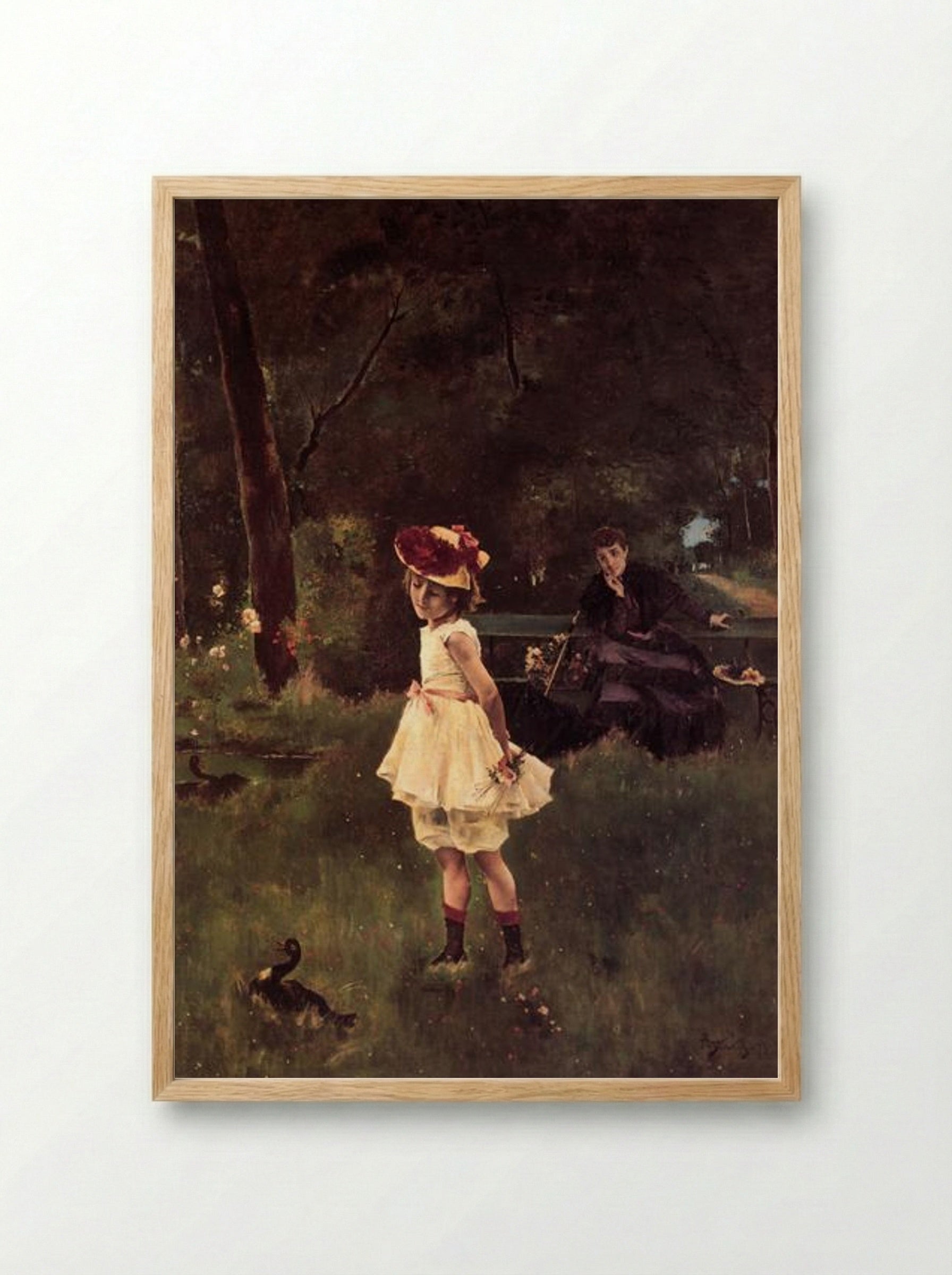 Girl with Duck - Alfred Stevens - Framed Print Wood