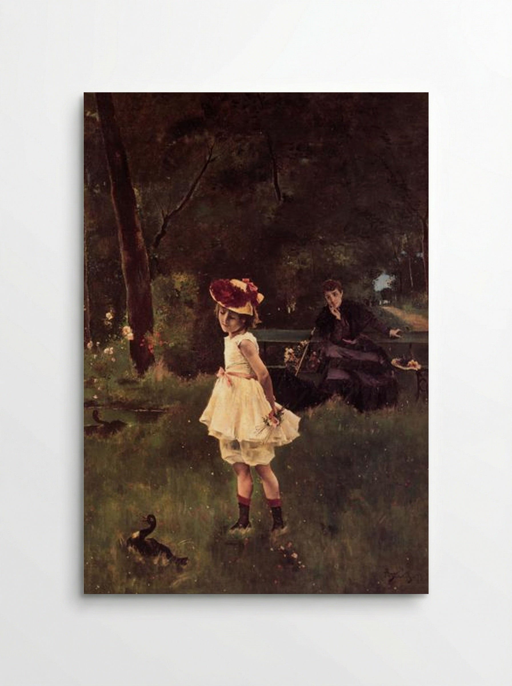 Girl with Duck - Alfred Stevens - Poster