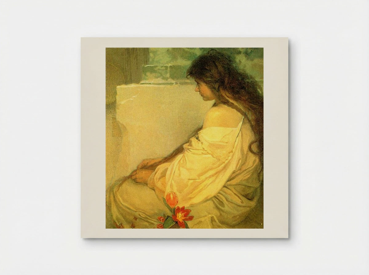 Girl with Loose Hair and Tulips - Alphonse Mucha - Poster