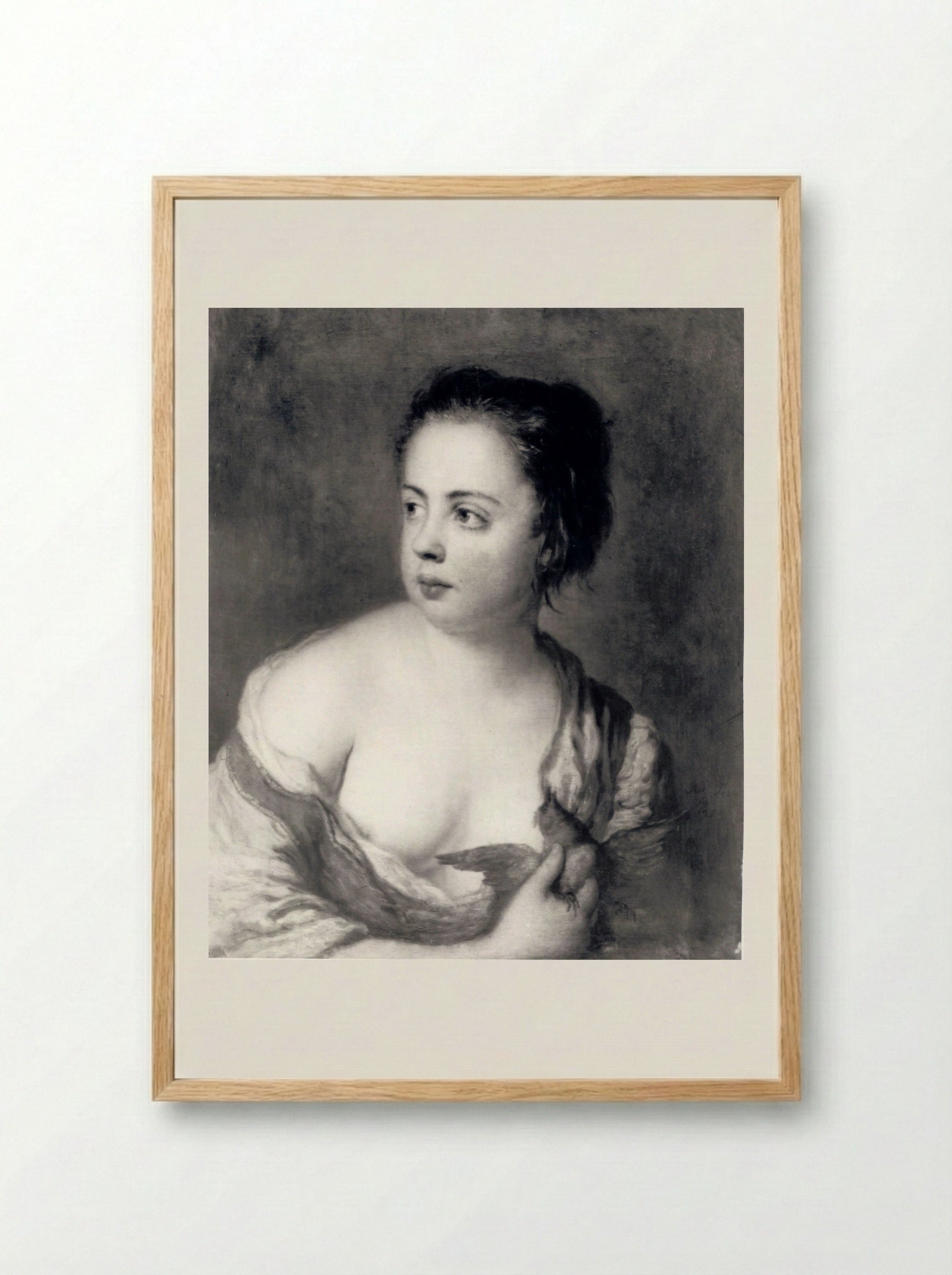 Girl with Pigeons - Antoine Pesne - Framed Print Wood