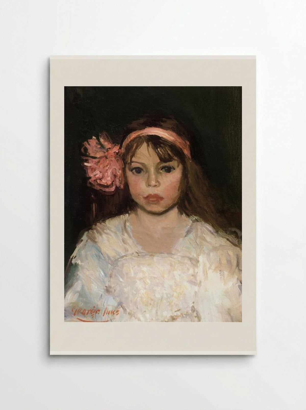 Girl with Pink Ribbon - George Luks - Poster