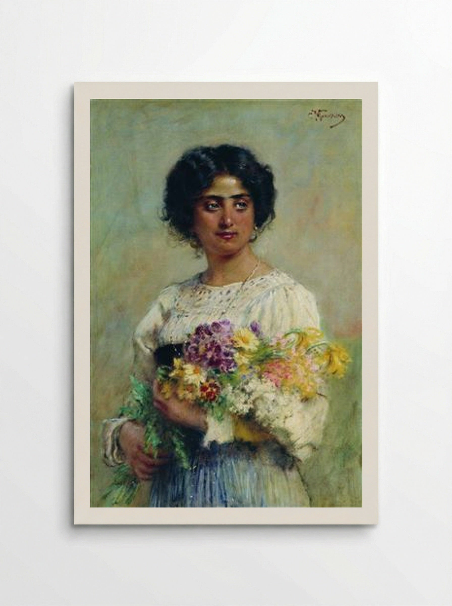 Girl with a Bouquet - Konstantin Makovsky - Poster