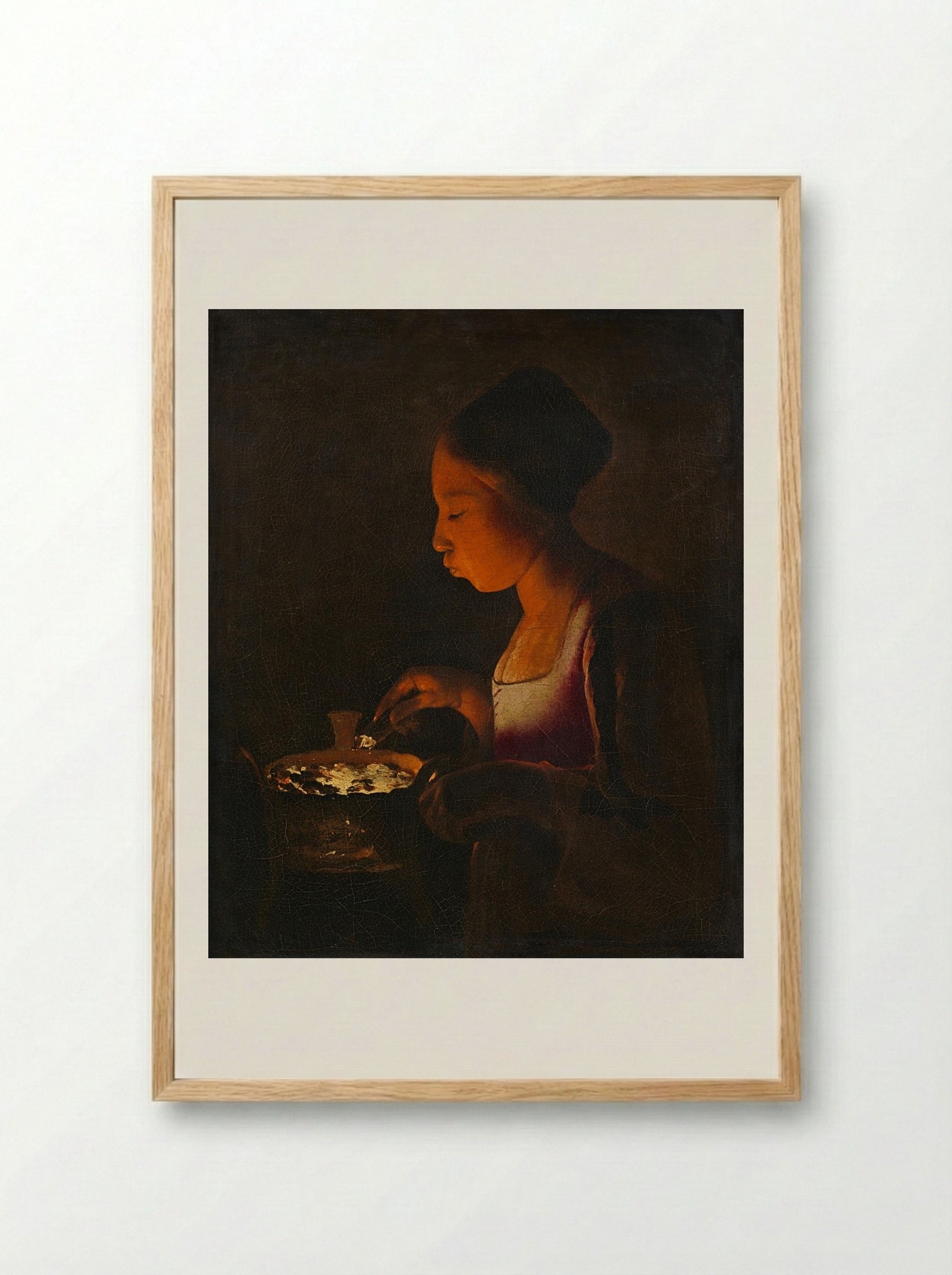 Girl with a Brazier - Georges de la Tour - Framed Print Wood