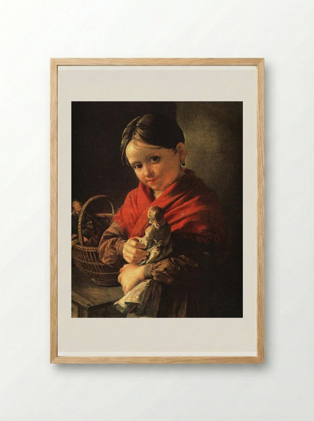 Girl with a Doll - Vasily Tropinin - Framed Print Wood