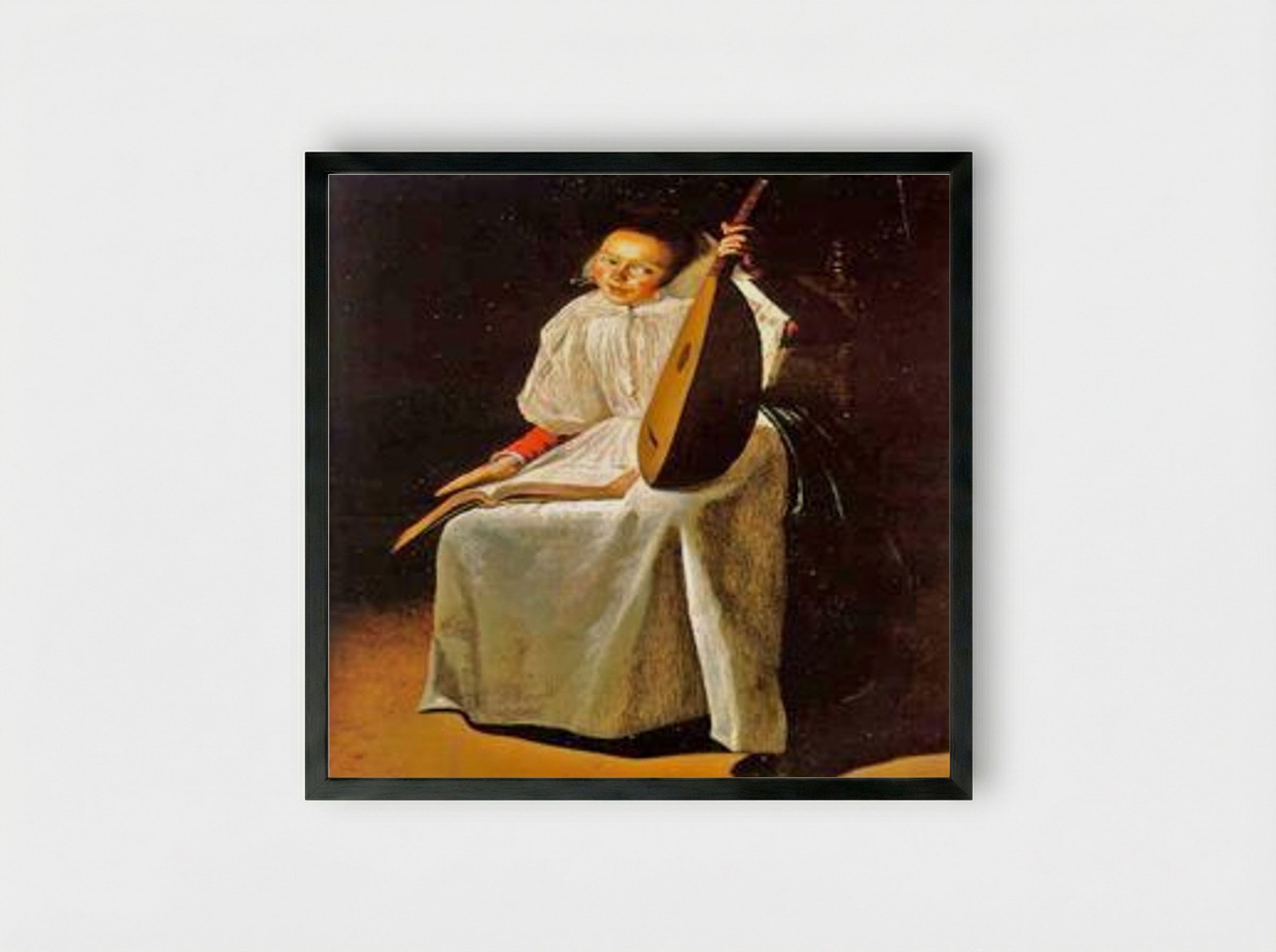 Girl with a Lute - Judith Leyster - Framed Print Black