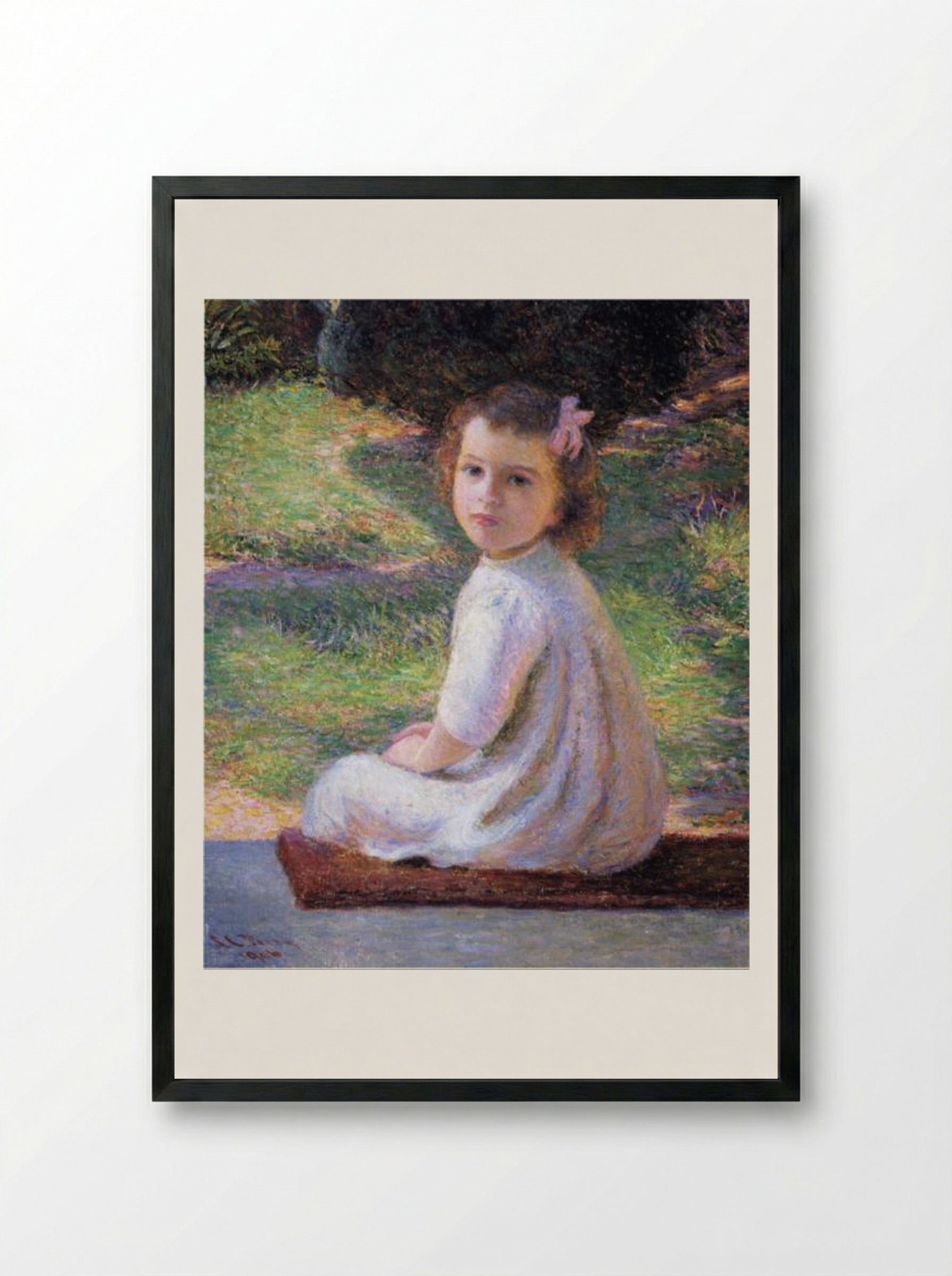 Girl with a Pink Bow - Lilla Cabot Perry - Framed Print Black