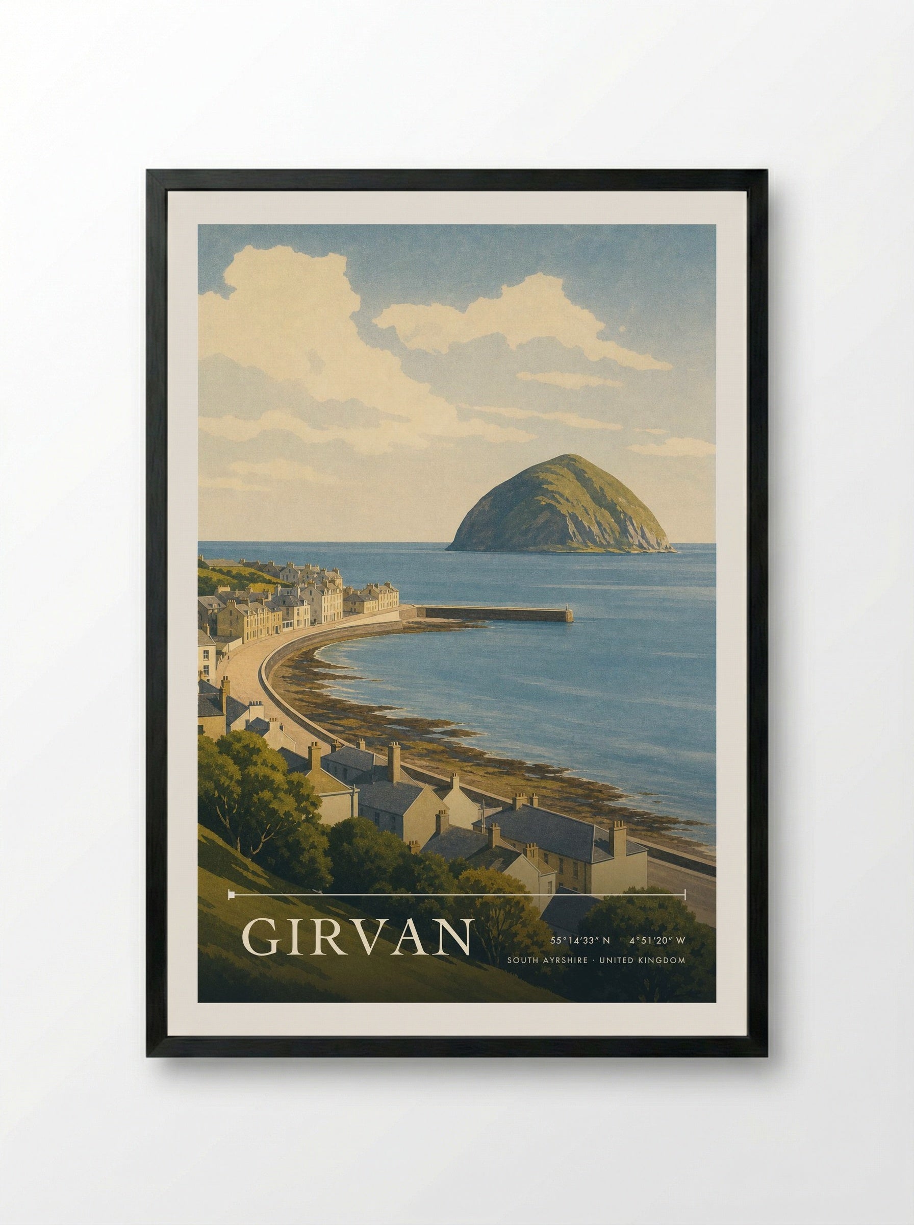 Girvan South Ayrshire United Kingdom Travel Poster - Framed Print Black
