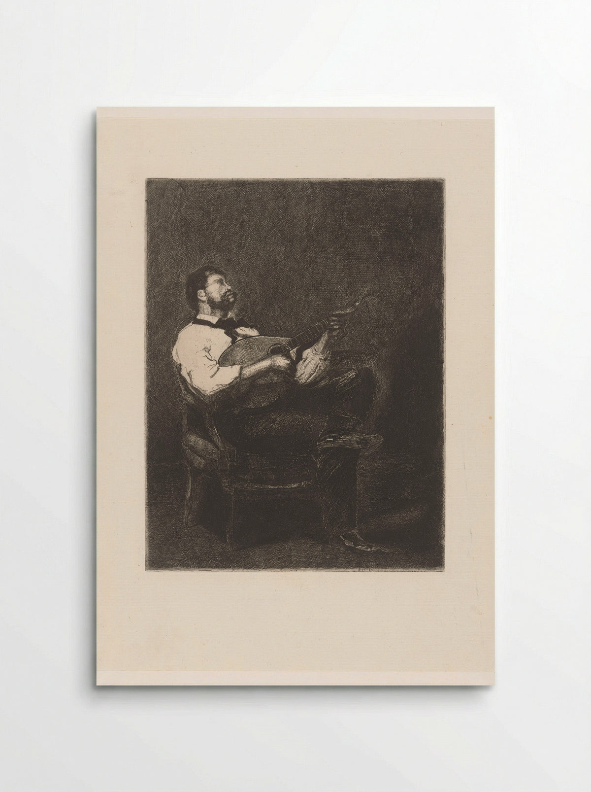 Gitaarspeler op een stoel - François Bonvin - Poster
