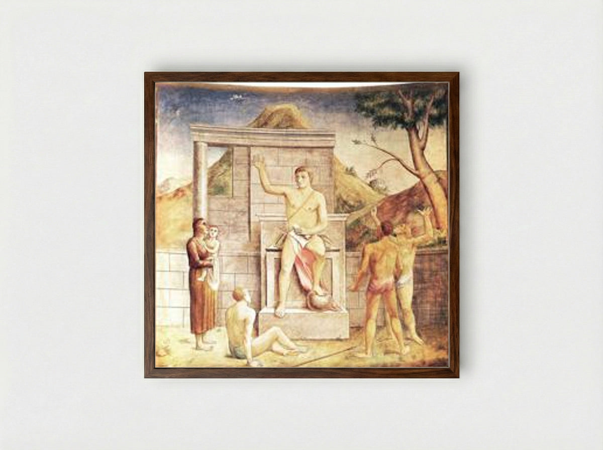Giustiniano libera lo schiavo - Carlo Carrà - Framed Print Dark Wood