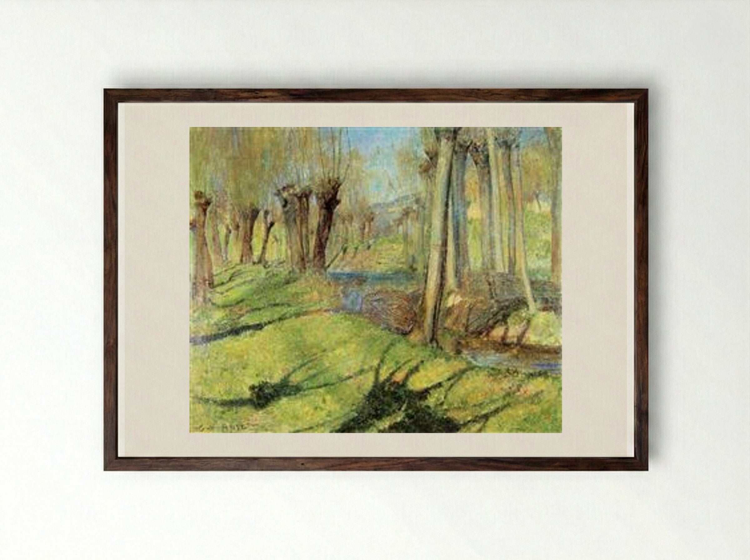 Giverny Willows - Guy Rose - Framed Print Dark Wood