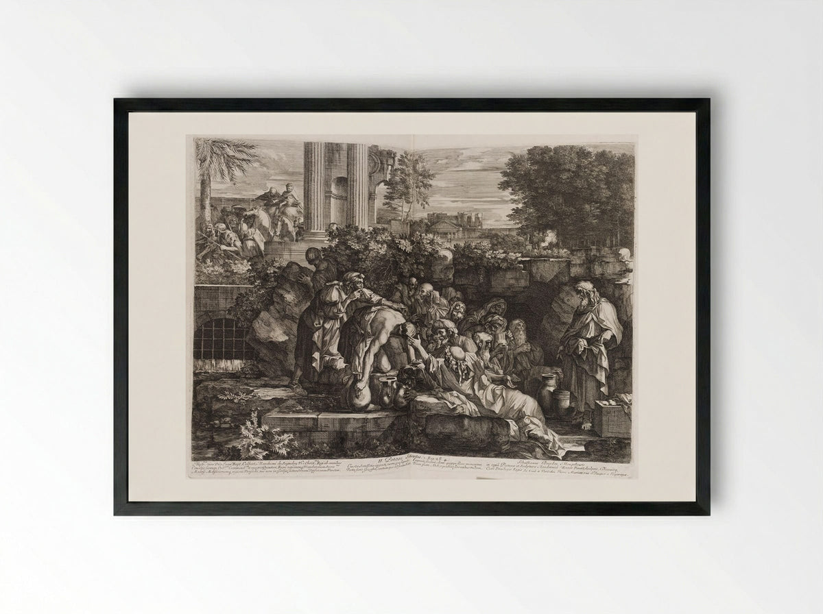 Giving Drink to the Thirsty - Sébastien Bourdon - Framed Print Black