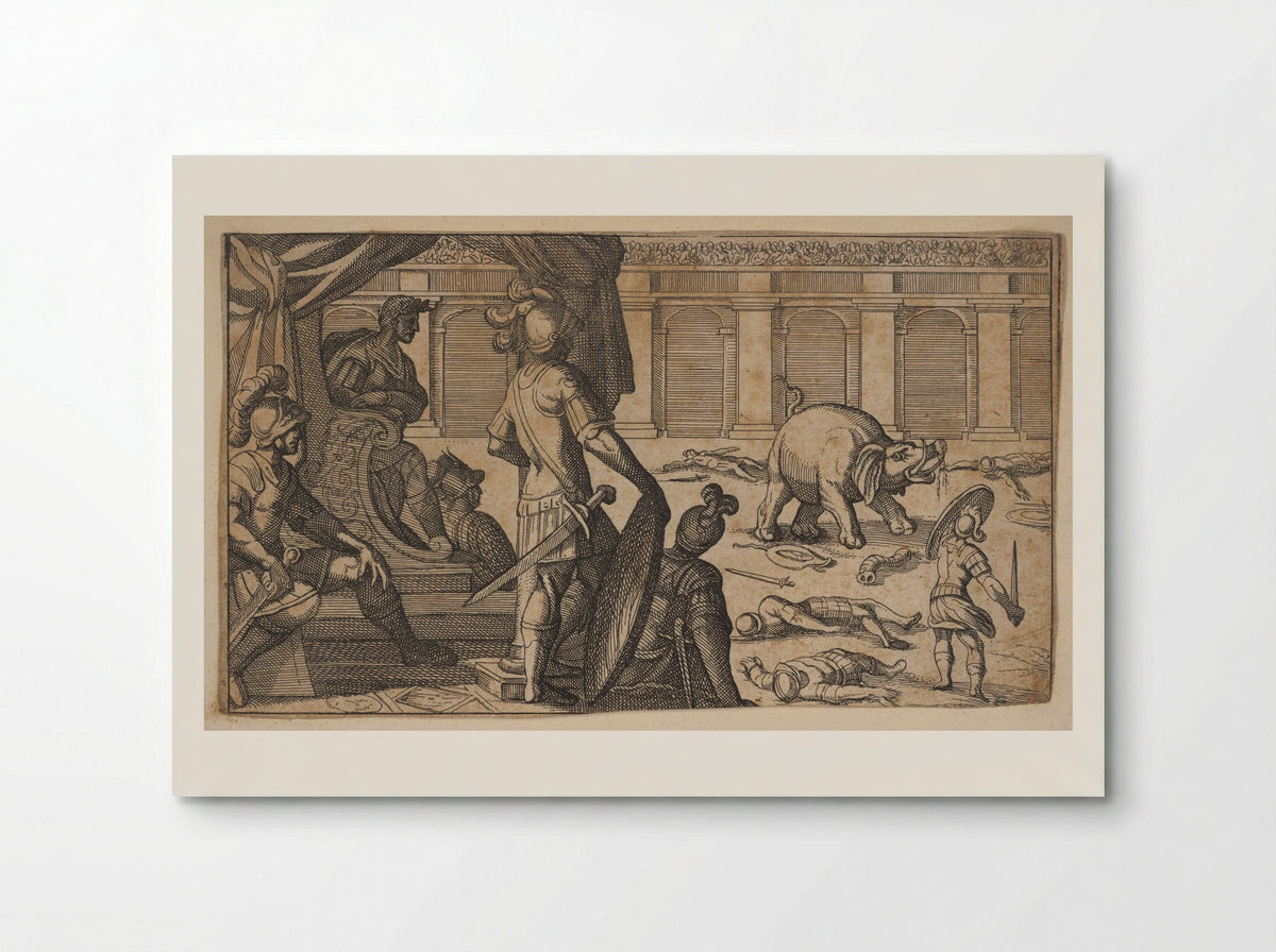 Gladiators Fighting an Elephant in an Arena - Antonio Tempesta - Poster