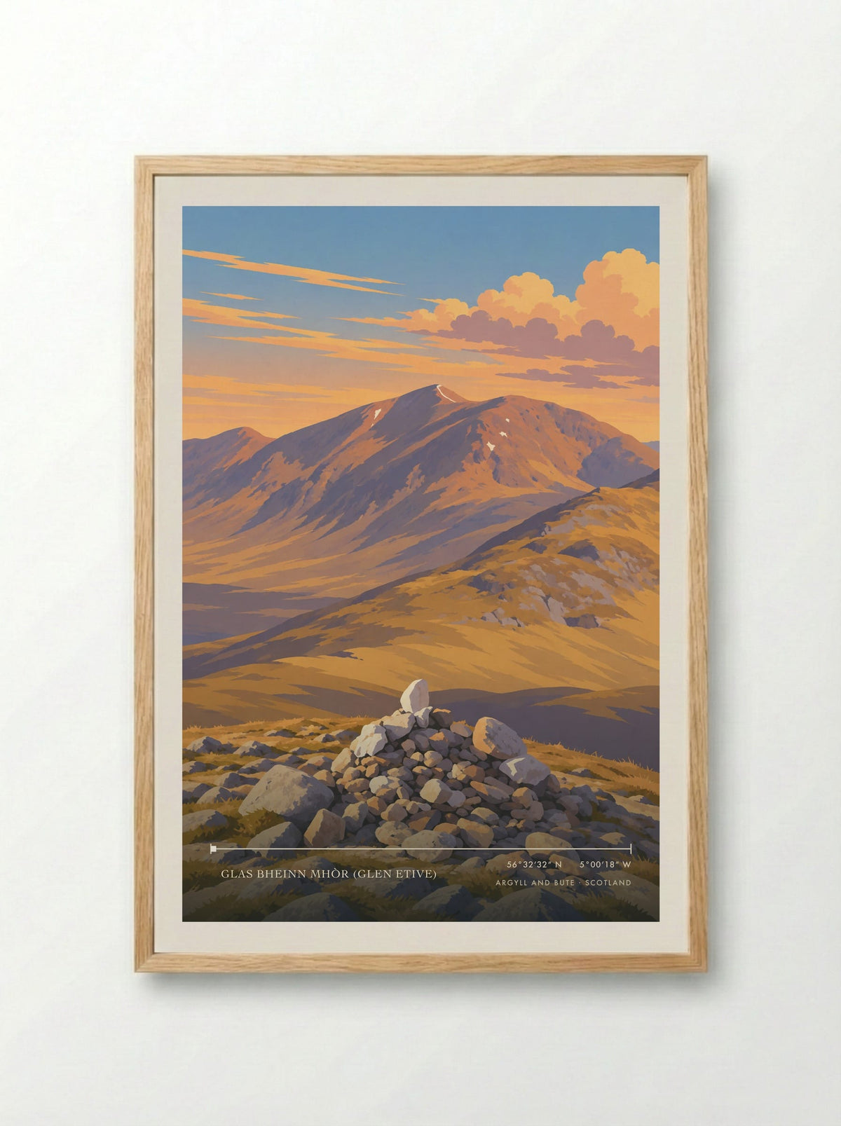 Glas Bheinn Mhòr (Glen Etive), Argyll and Bute | Travel Poster - Framed Print Wood