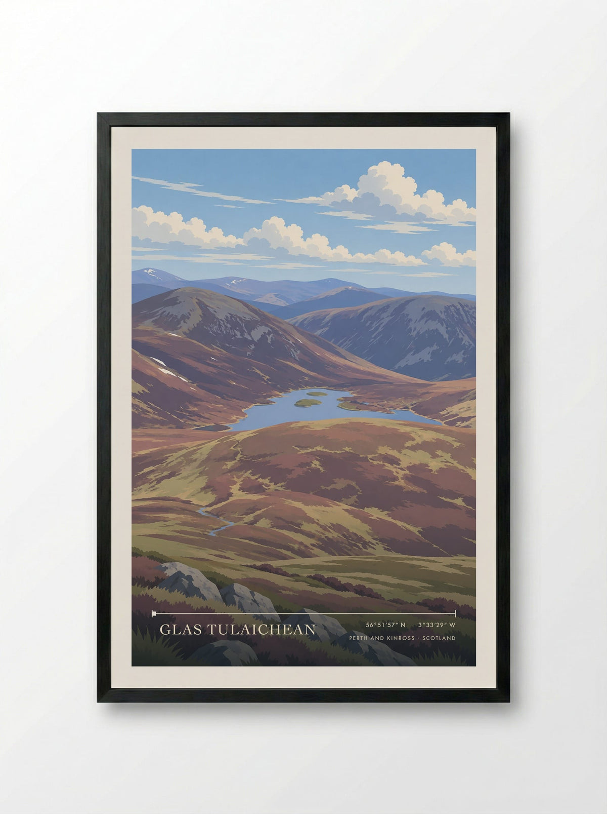 Glas Tulaichean, Perth and Kinross | Travel Poster - Framed Print Black