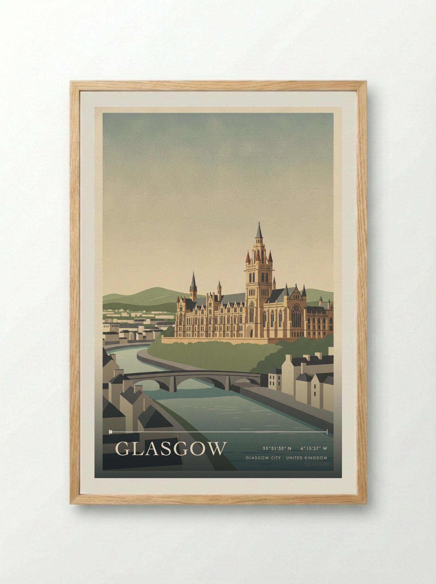 Glasgow Glasgow City United Kingdom Travel Poster - Framed Print Wood