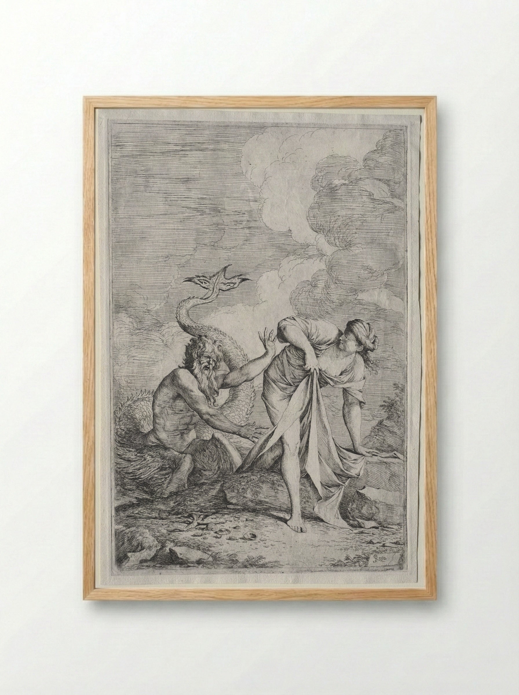 Glaucus and Scylla - Salvator Rosa - Framed Print Wood