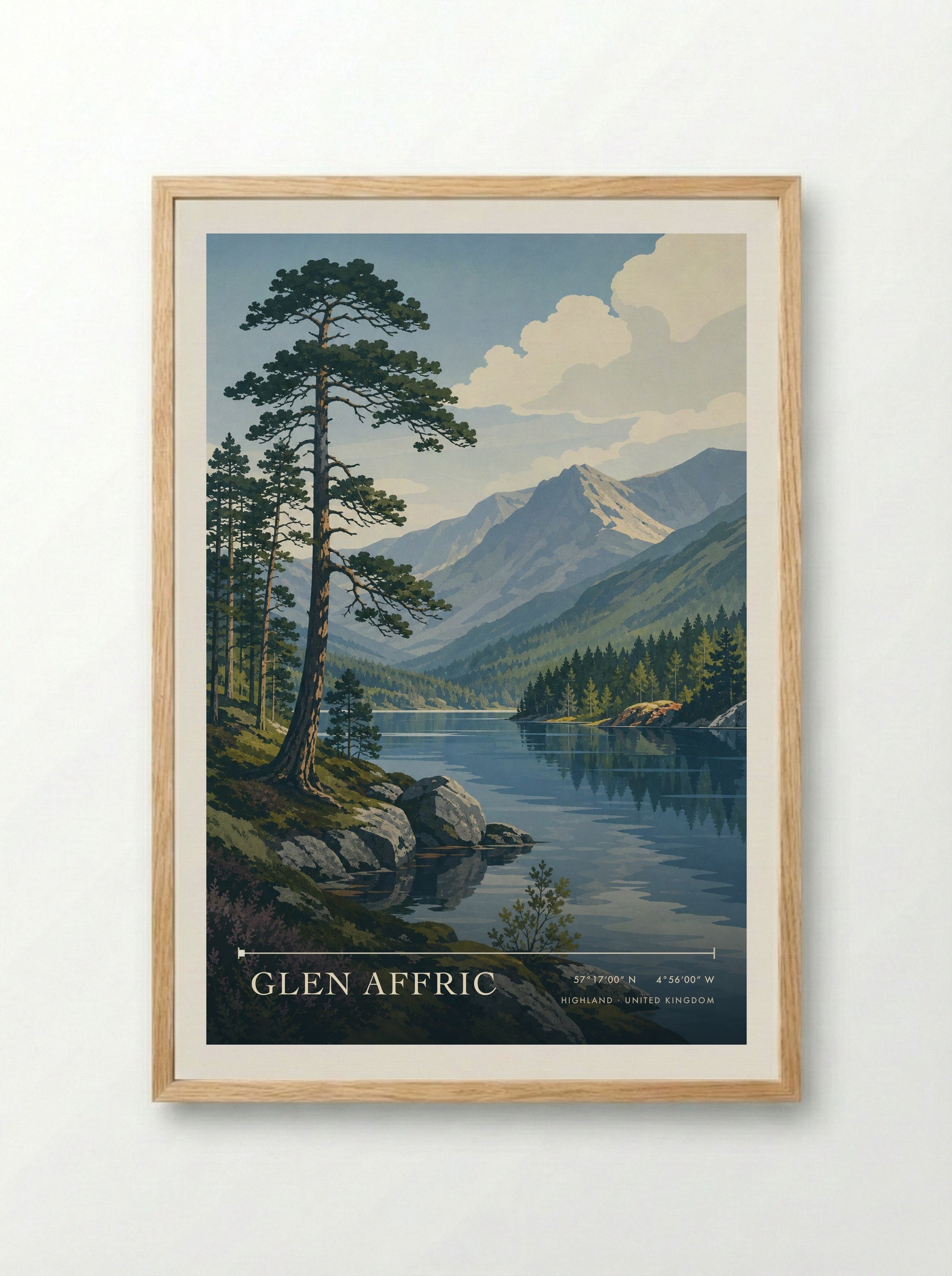 Glen Affric Highland United Kingdom Travel Poster - Framed Print Wood