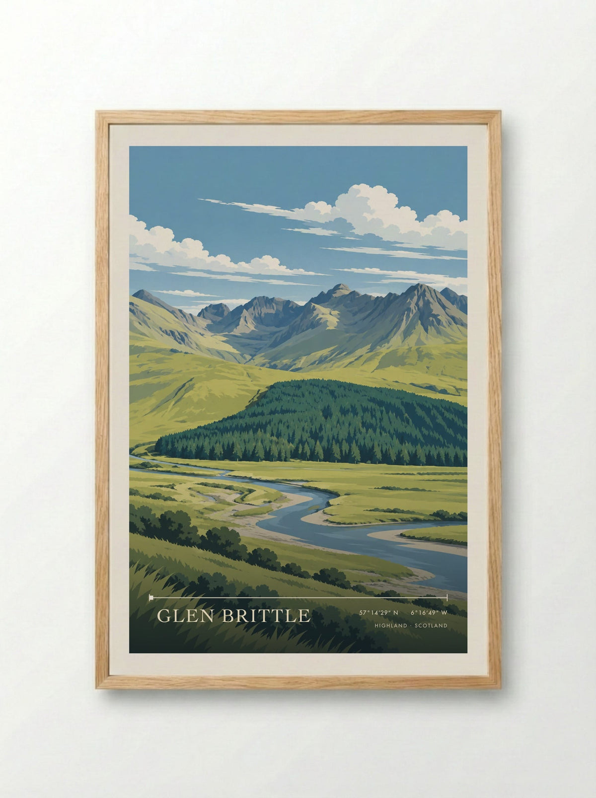 Glen Brittle, Highland | Travel Poster - Framed Print Wood
