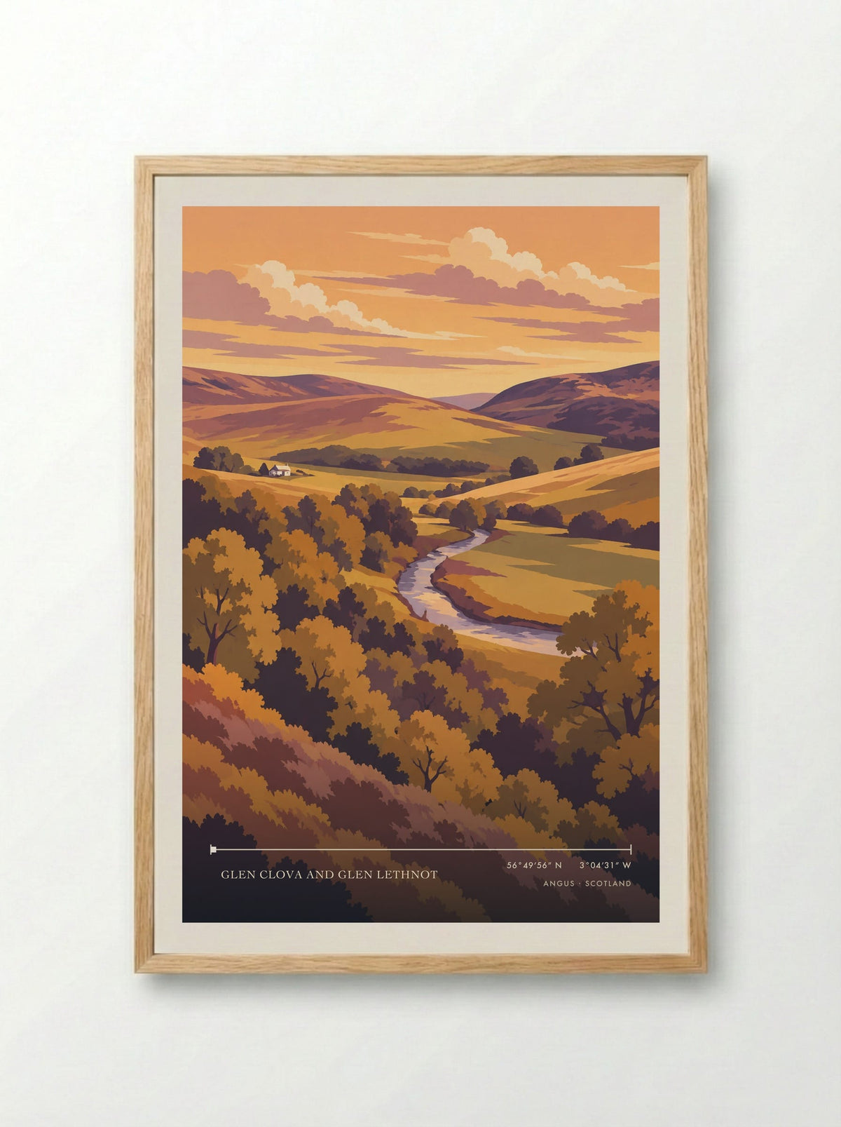 Glen Clova and Glen Lethnot, Angus | Travel Poster - Framed Print Wood