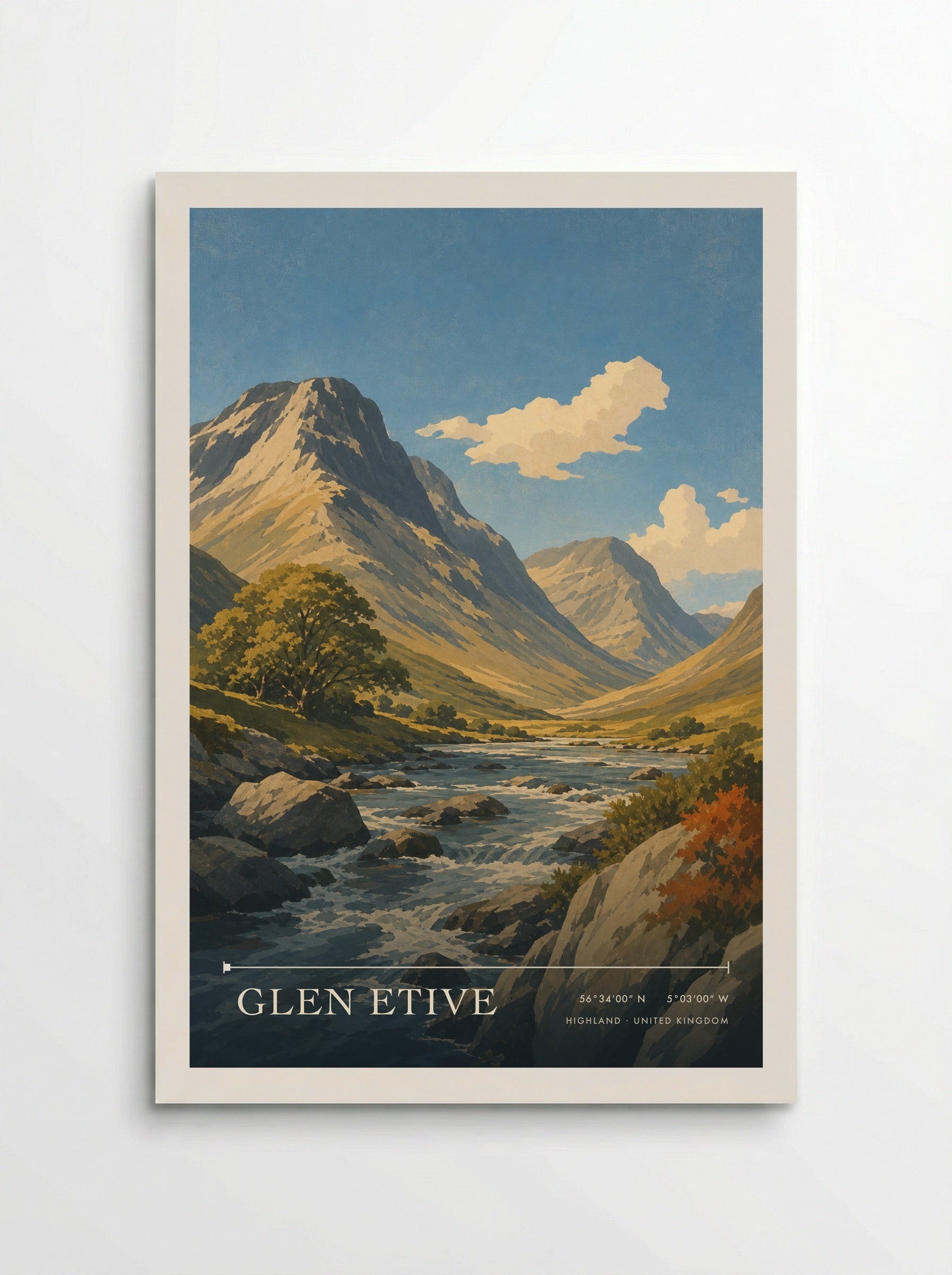 Glen Etive Highland United Kingdom Travel Poster - Poster