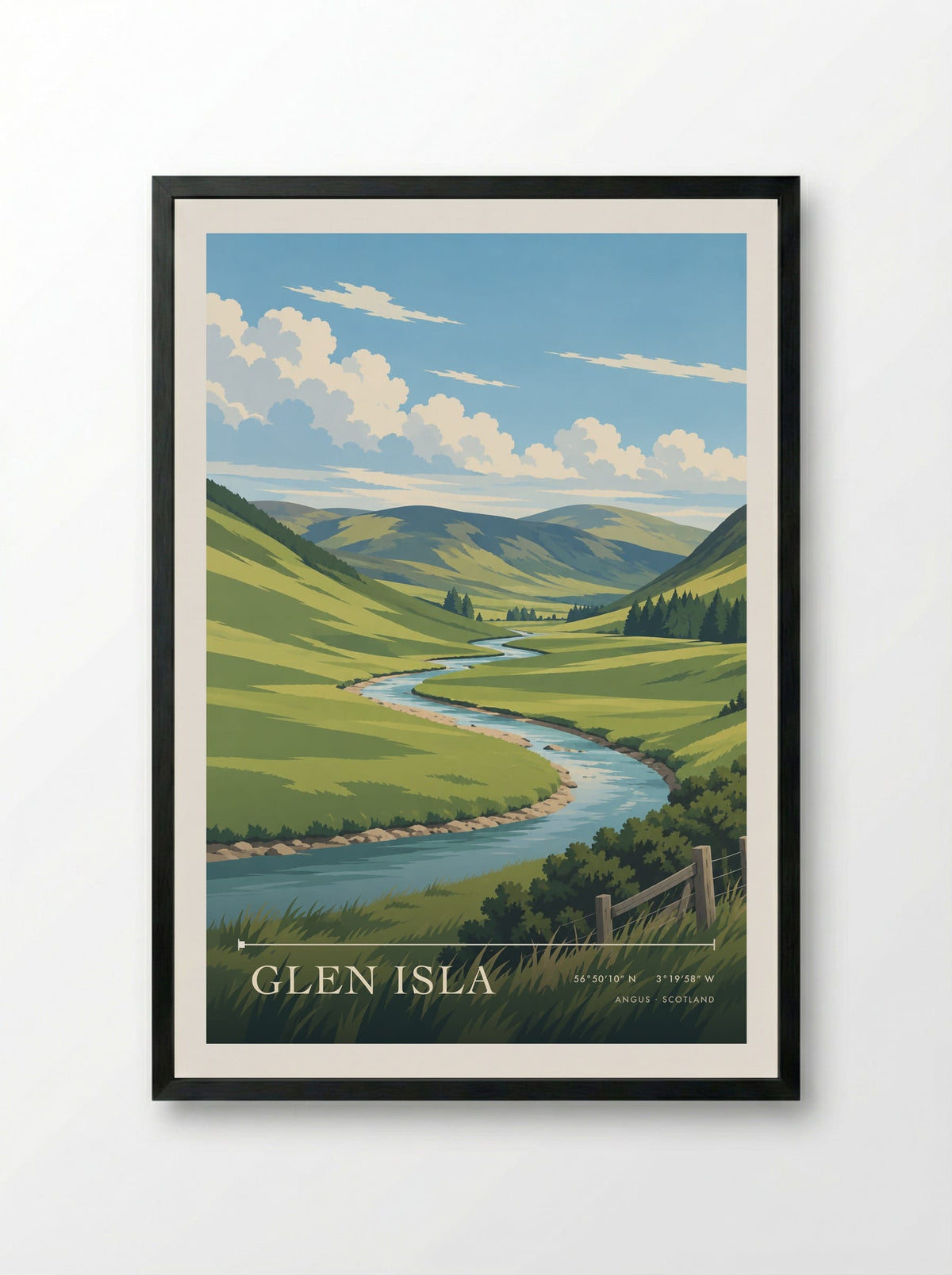 Glen Isla, Angus | Travel Poster - Framed Print Black