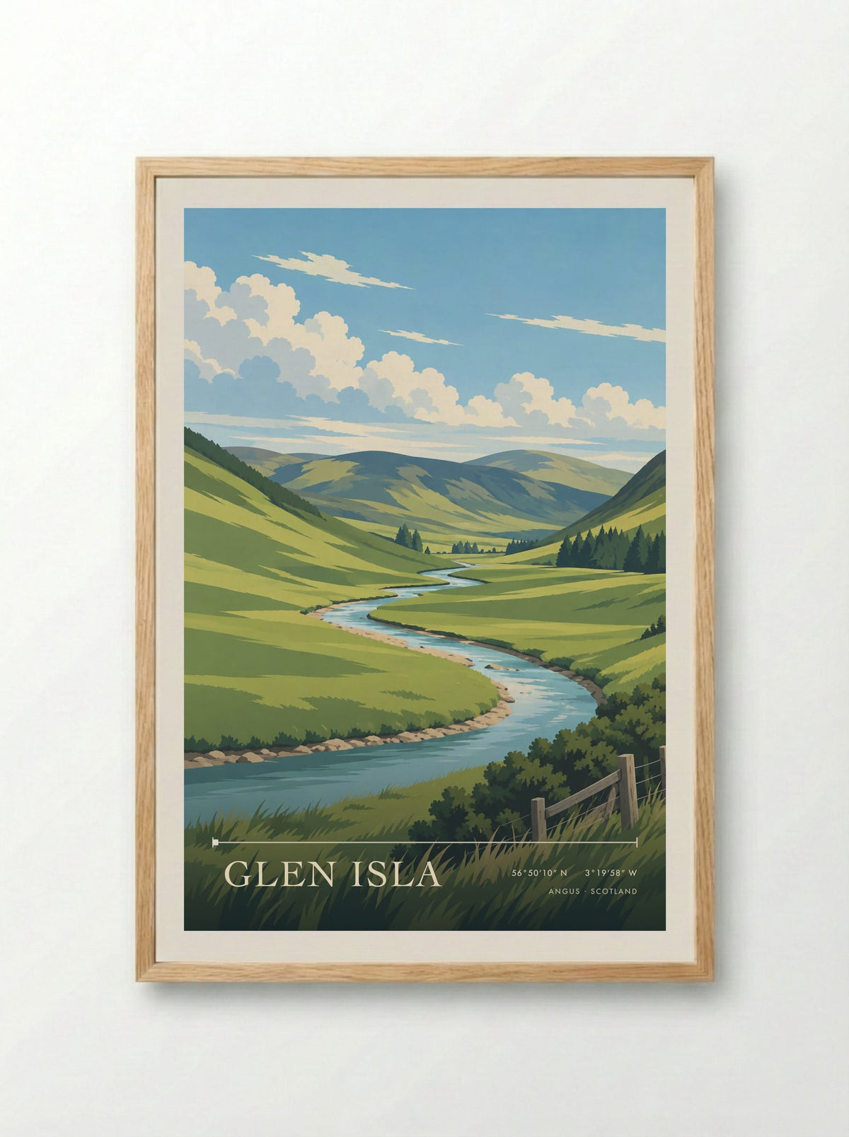 Glen Isla, Angus | Travel Poster - Framed Print Wood