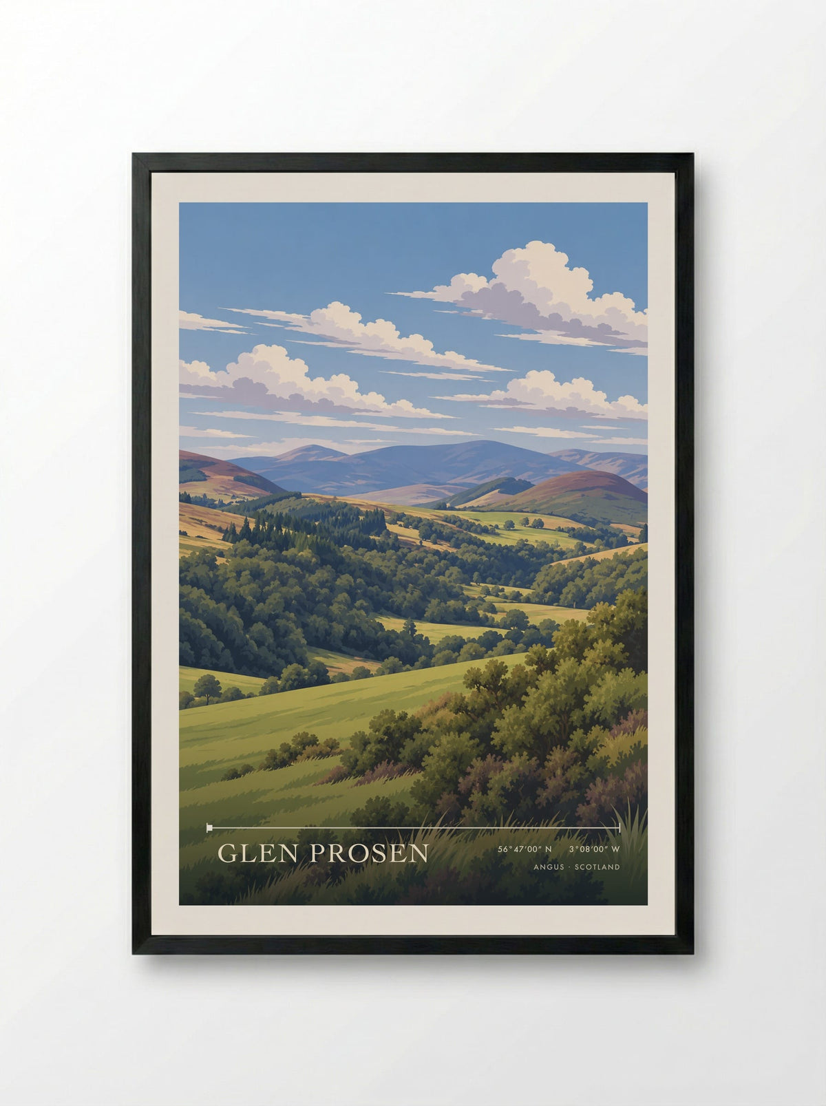 Glen Prosen, Angus | Travel Poster - Framed Print Black
