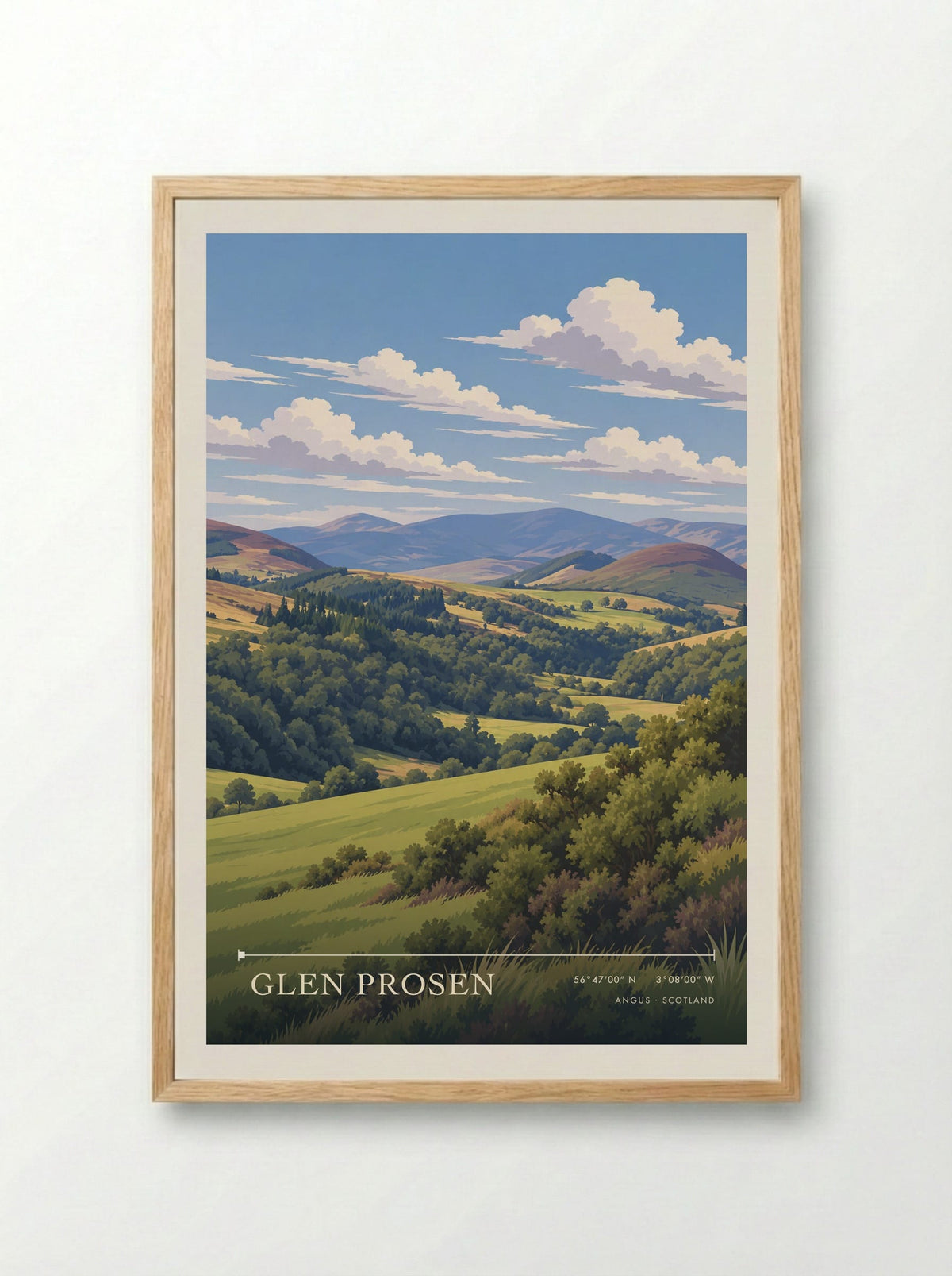 Glen Prosen, Angus | Travel Poster - Framed Print Wood