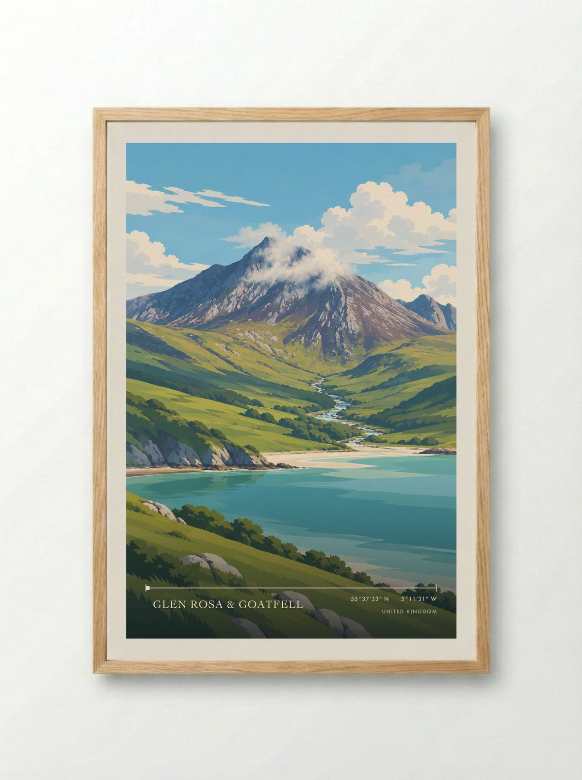 Glen Rosa & Goatfell | Travel Poster - Framed Print Wood