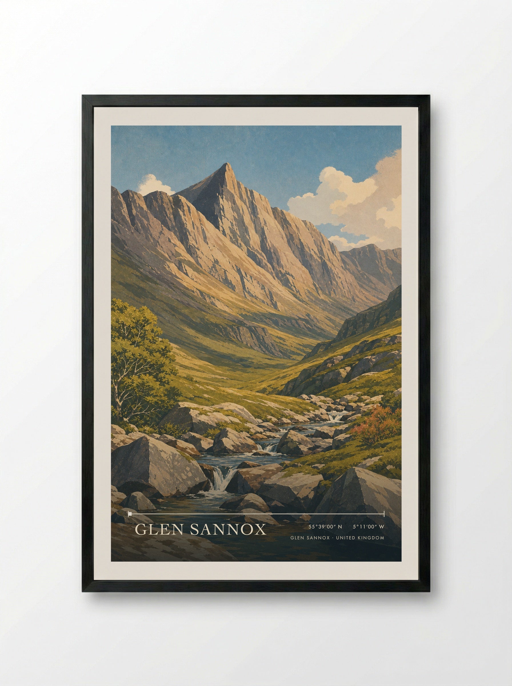 Glen Sannox United Kingdom Travel Poster - Framed Print Black