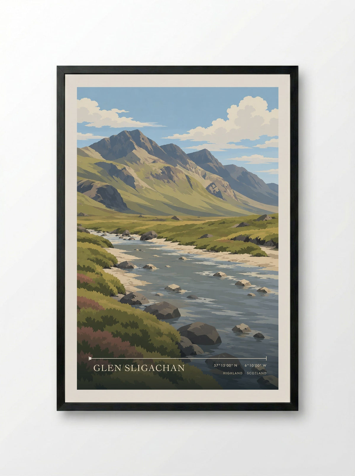 Glen Sligachan, Highland | Travel Poster - Framed Print Black