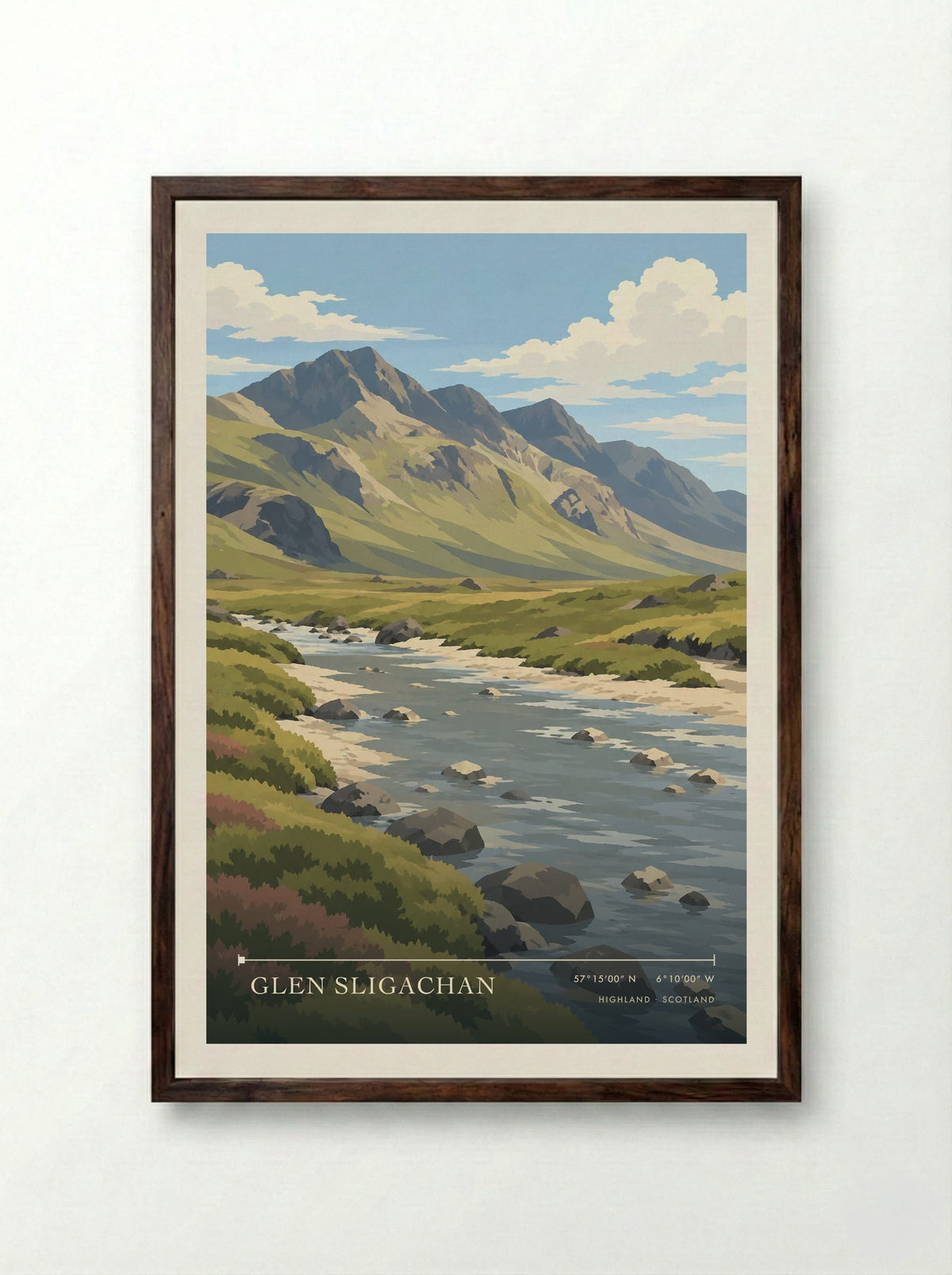 Glen Sligachan, Highland | Travel Poster - Framed Print Dark Wood