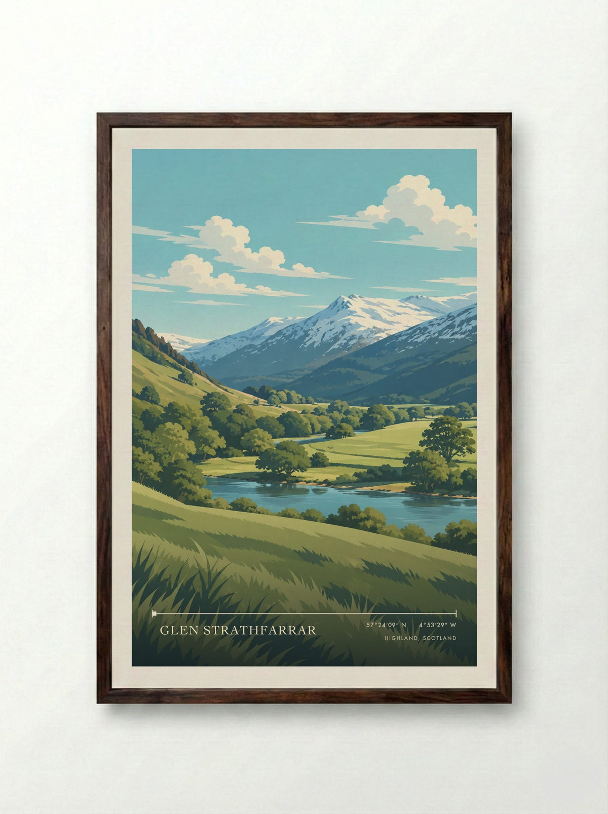 Glen Strathfarrar, Highland, Scotland | Travel Poster - Framed Print Dark Wood