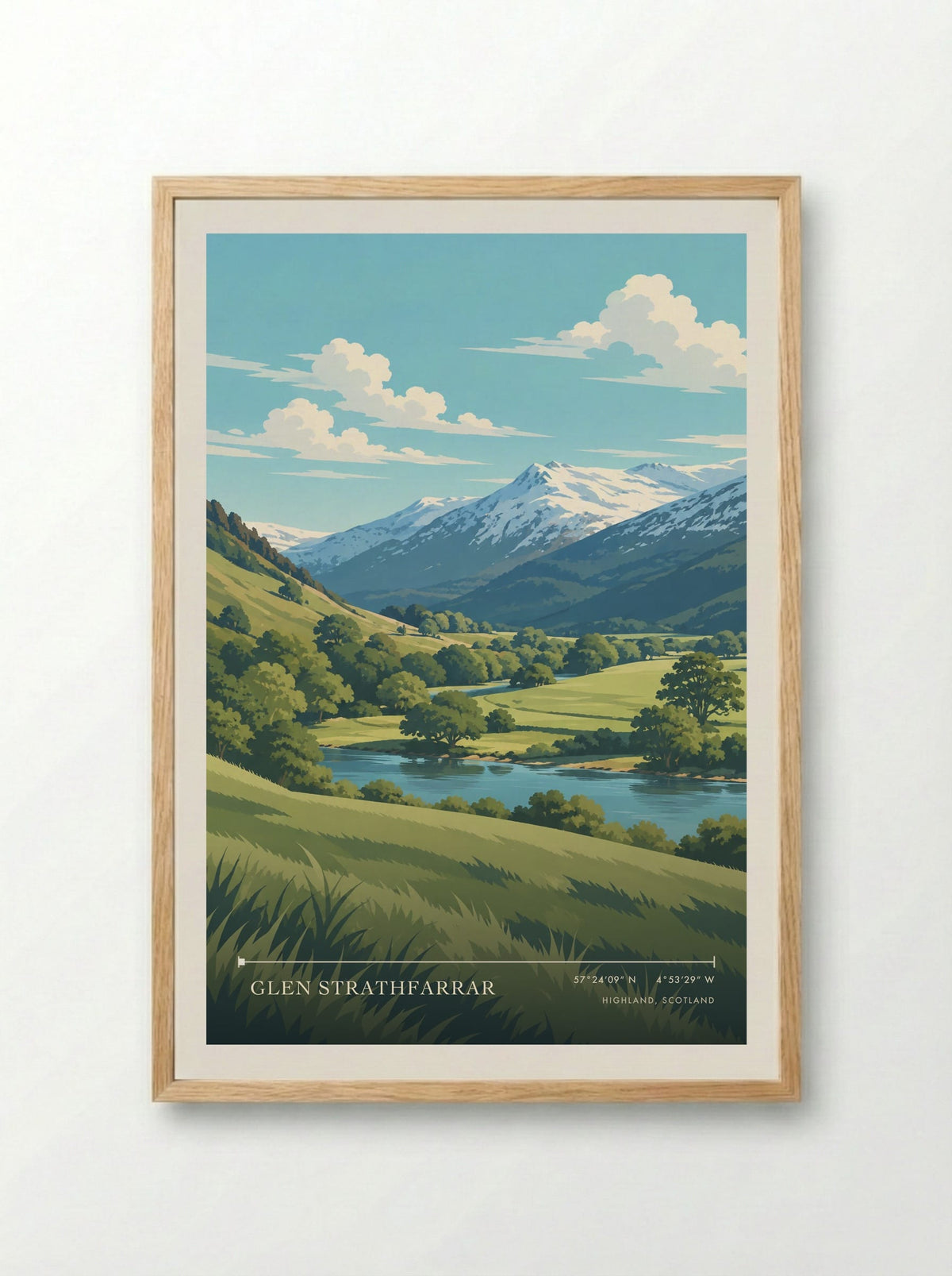 Glen Strathfarrar, Highland, Scotland | Travel Poster - Framed Print Wood