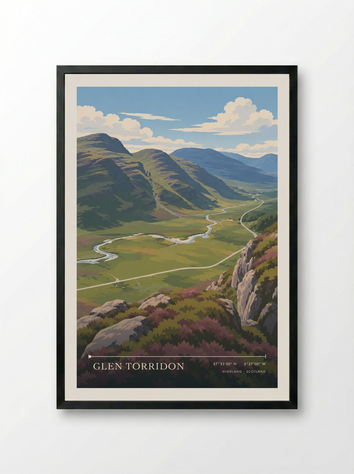 Glen Torridon, Highland | Travel Poster - Framed Print Black