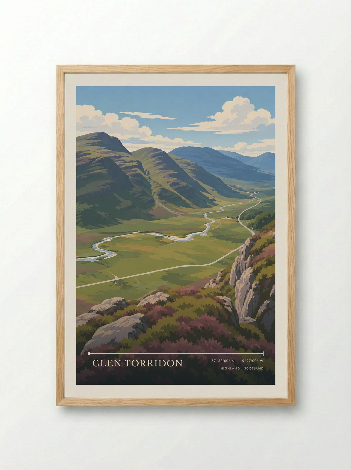 Glen Torridon, Highland | Travel Poster - Framed Print Wood