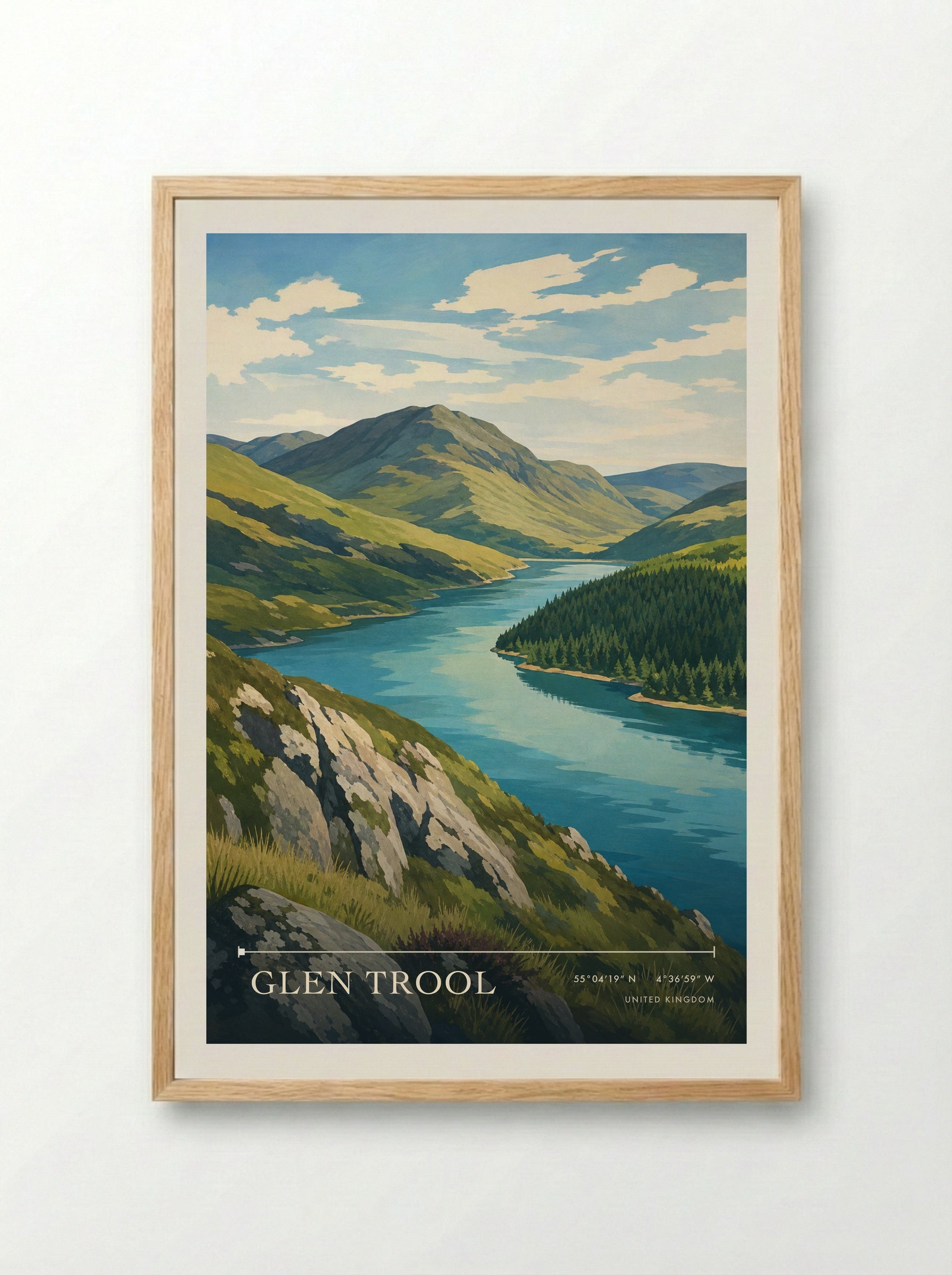 Glen Trool United Kingdom Travel Poster - Framed Print Wood