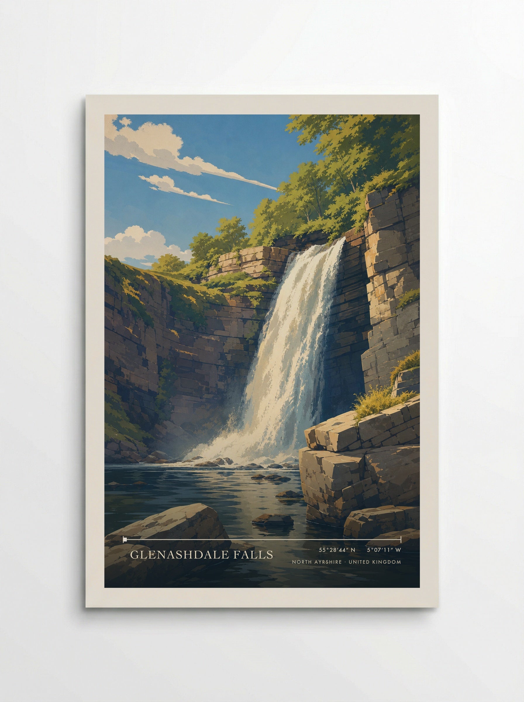 Glenashdale Falls North Ayrshire United Kingdom Travel Poster - Poster