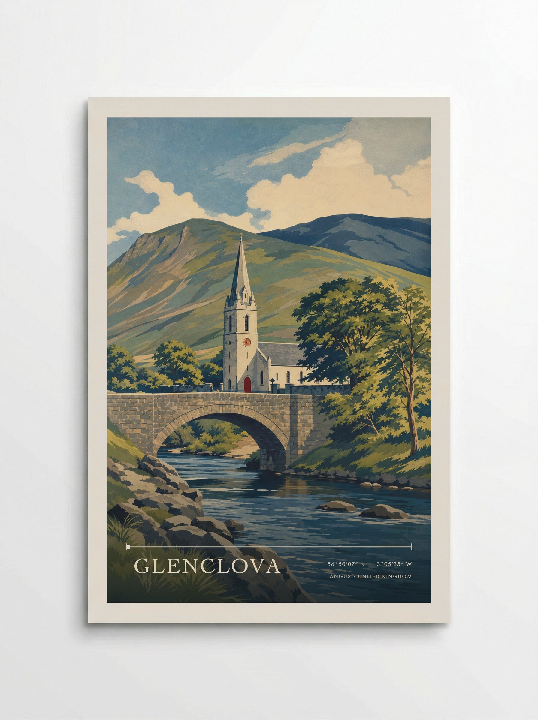 Glenclova Angus United Kingdom Travel Poster - Poster