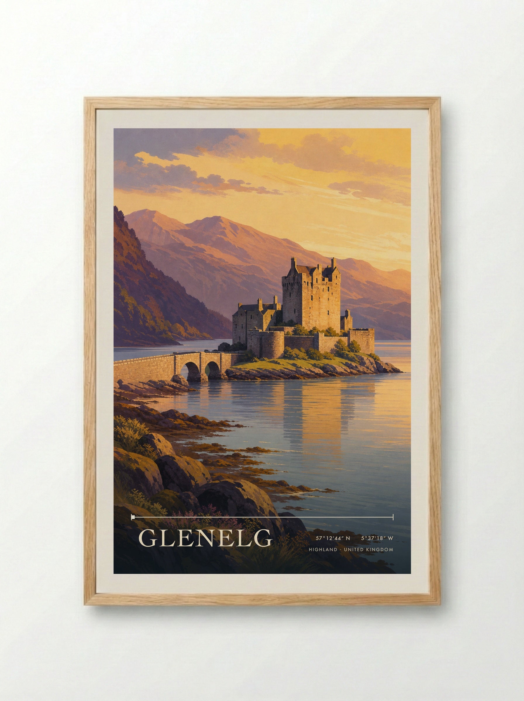 Glenelg Highland United Kingdom Travel Poster - Framed Print Wood