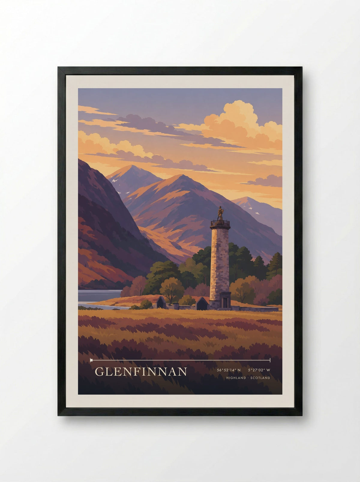 Glenfinnan, Highland | Travel Poster - Framed Print Black