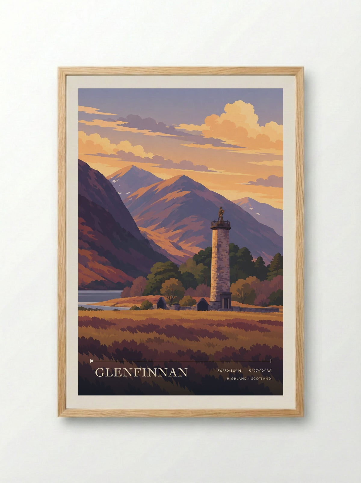 Glenfinnan, Highland | Travel Poster - Framed Print Wood